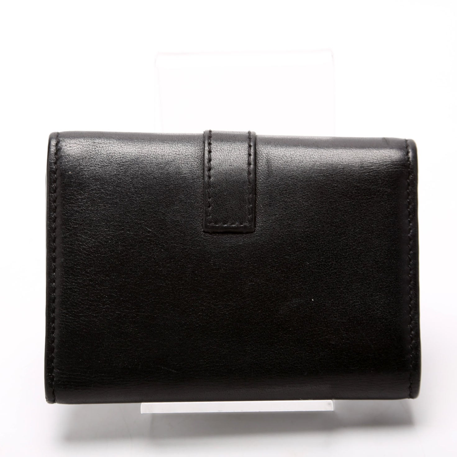 438963 Smooth Leather Monogram Key Case Black
