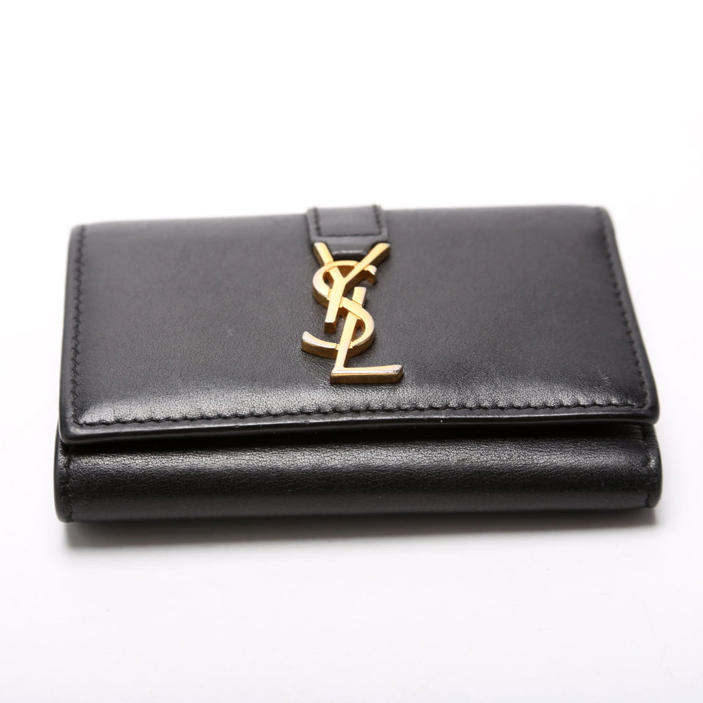 438963 Smooth Leather Monogram Key Case Black