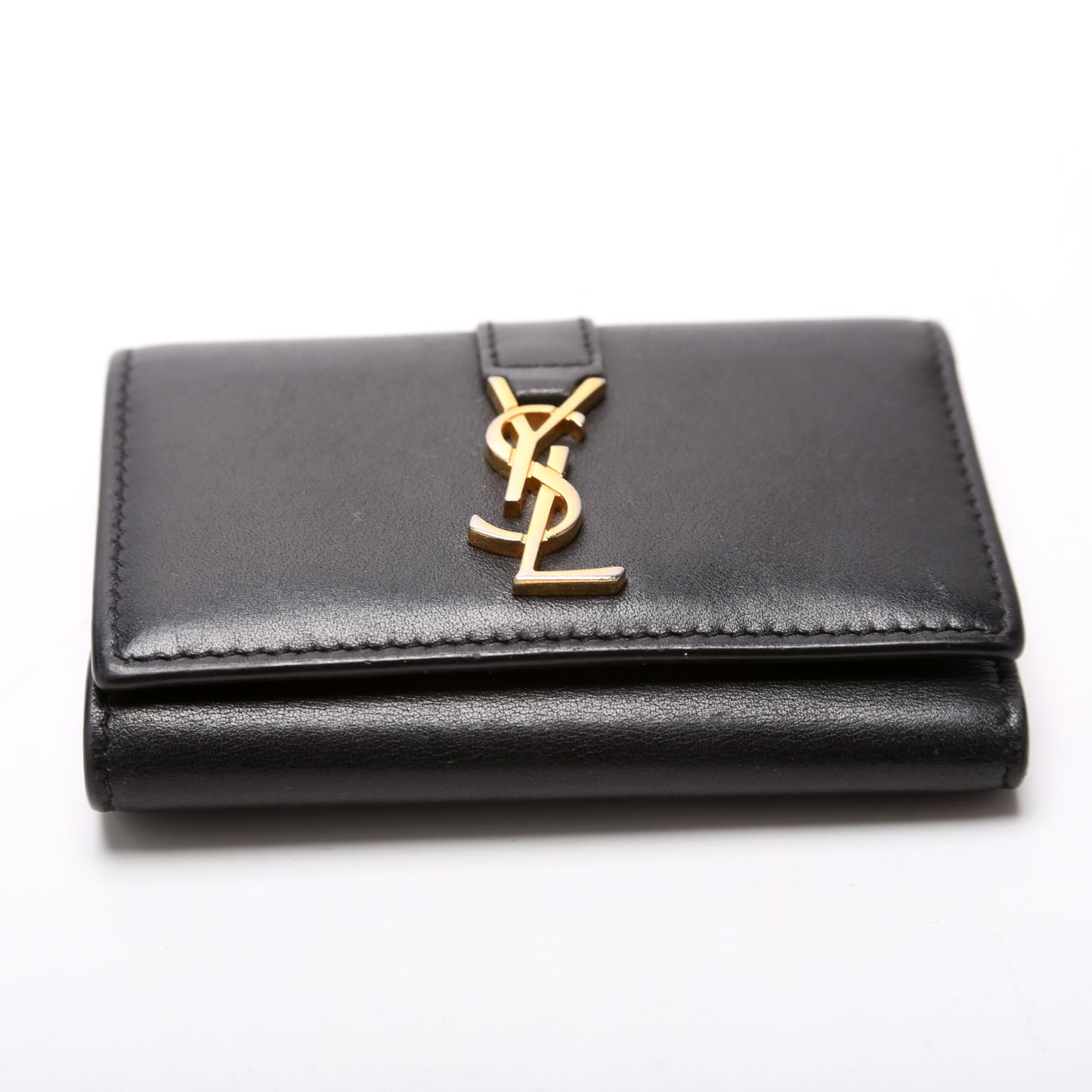 438963 Smooth Leather Monogram Key Case Black