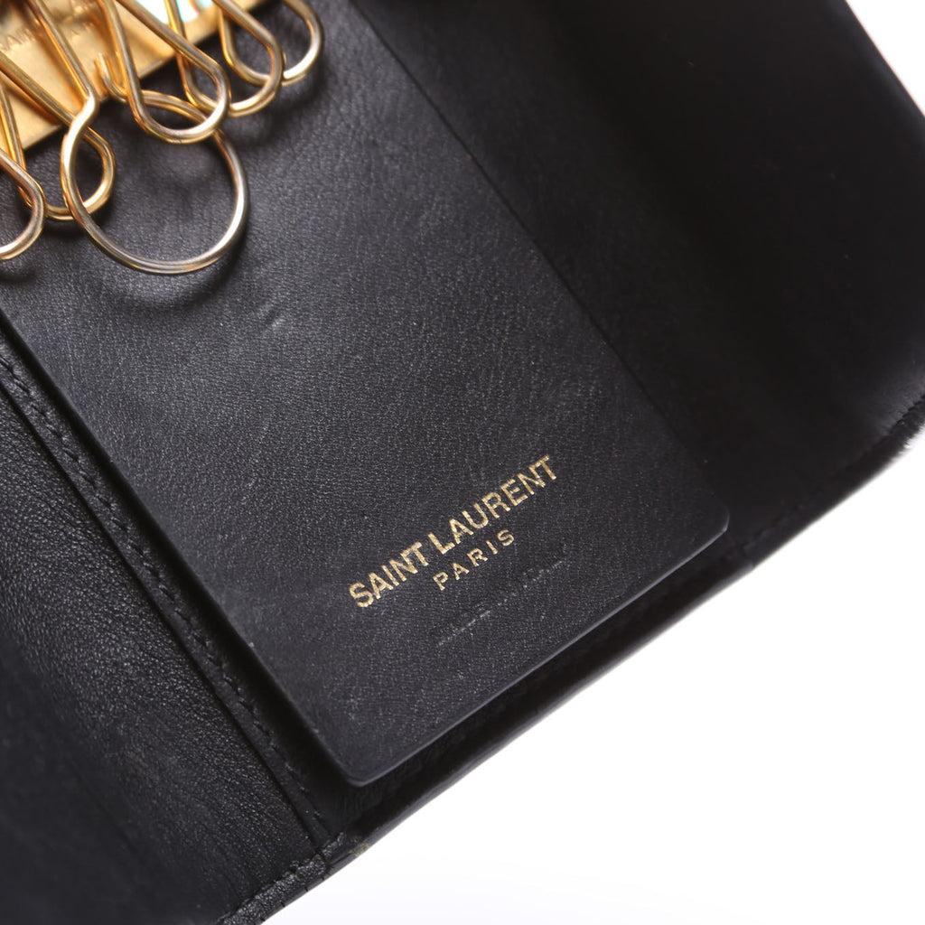 438963 Smooth Leather Monogram Key Case Black