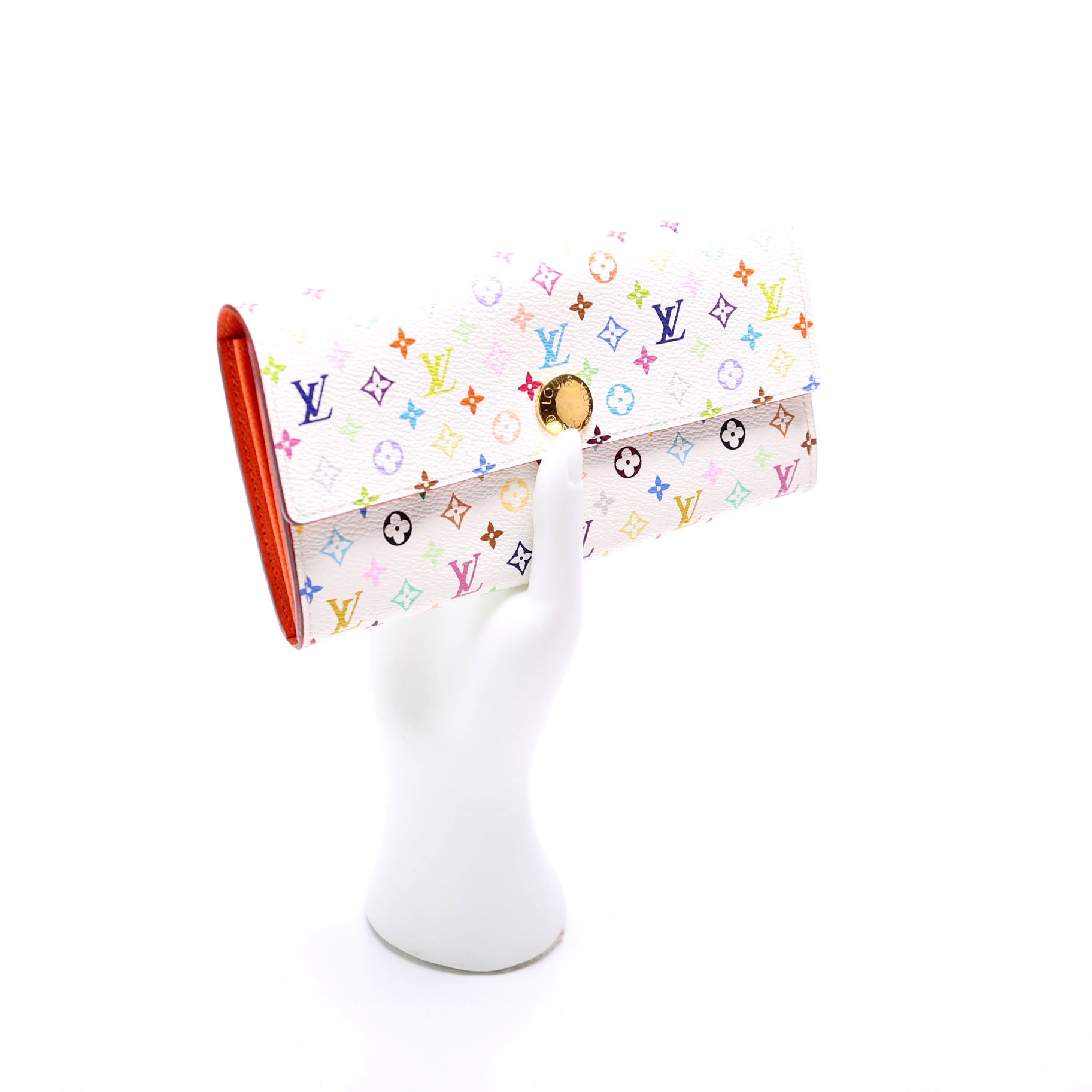 Sarah Wallet Multicolor Monogram White