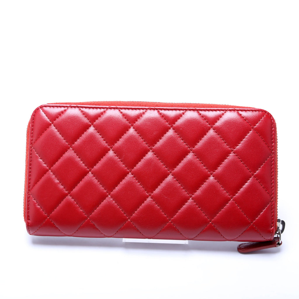 CC Long Zip Around Wallet Lambskin Red