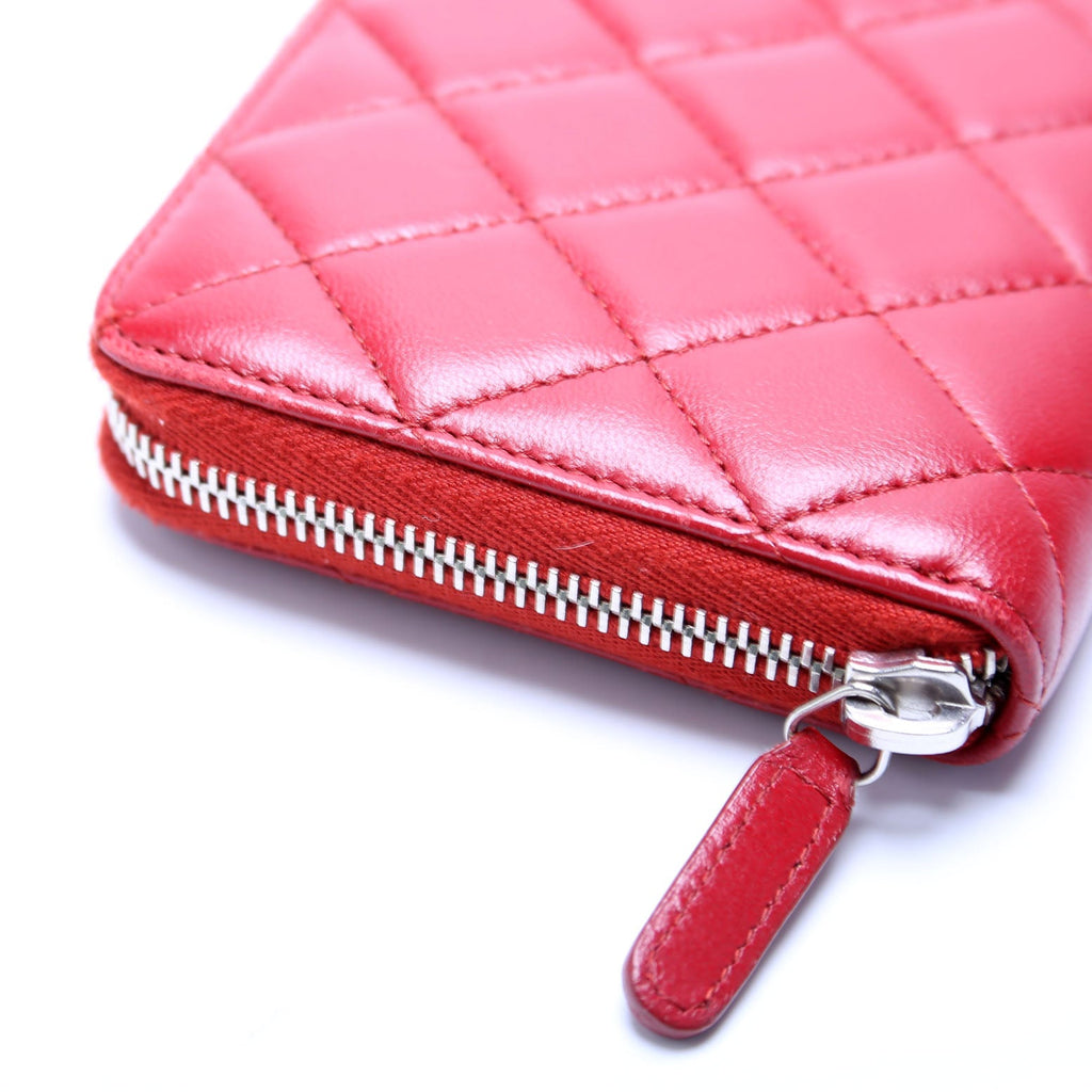 CC Long Zip Around Wallet Lambskin Red
