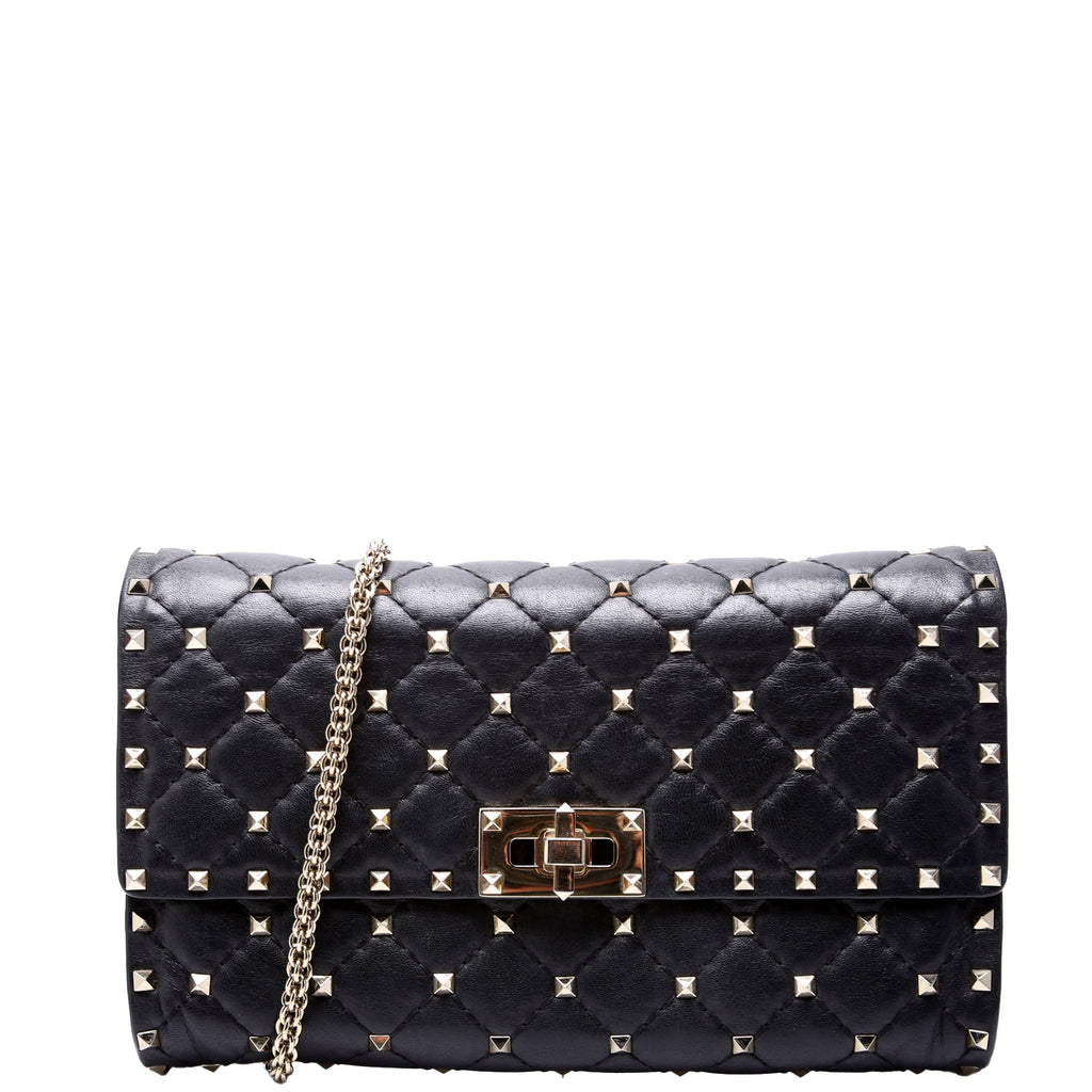 Rockstud Spike Chain Wallet Black