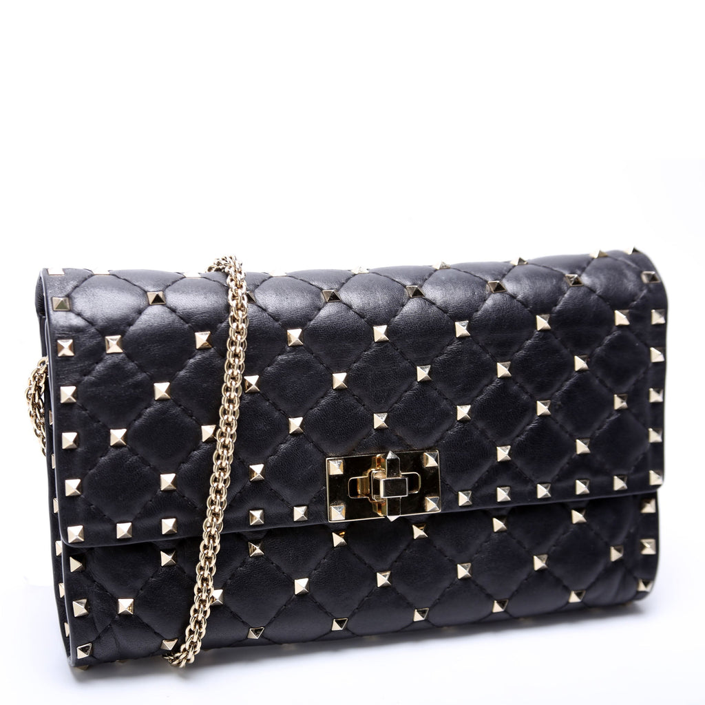 Rockstud Spike Chain Wallet Black