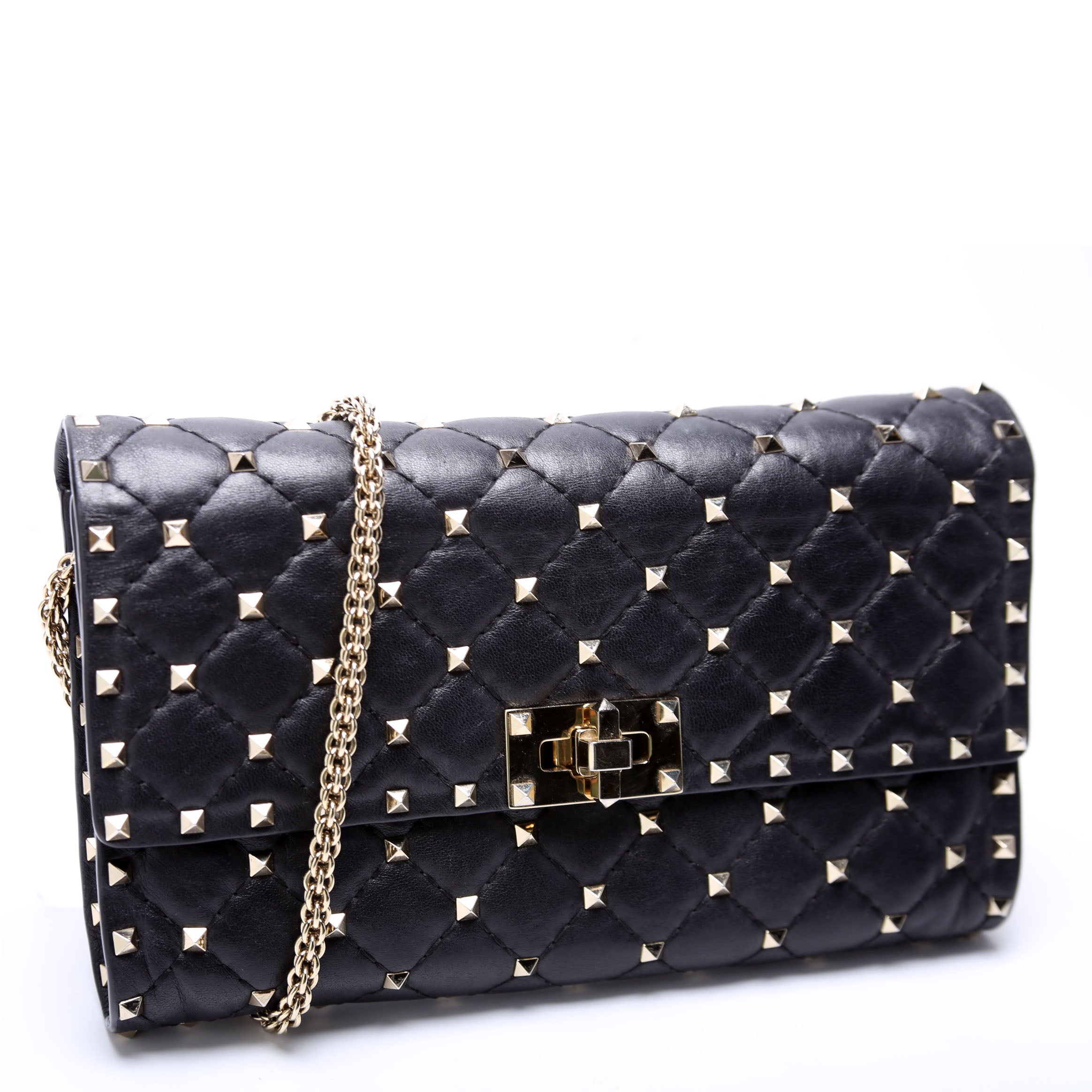 Rockstud Spike Chain Wallet Black