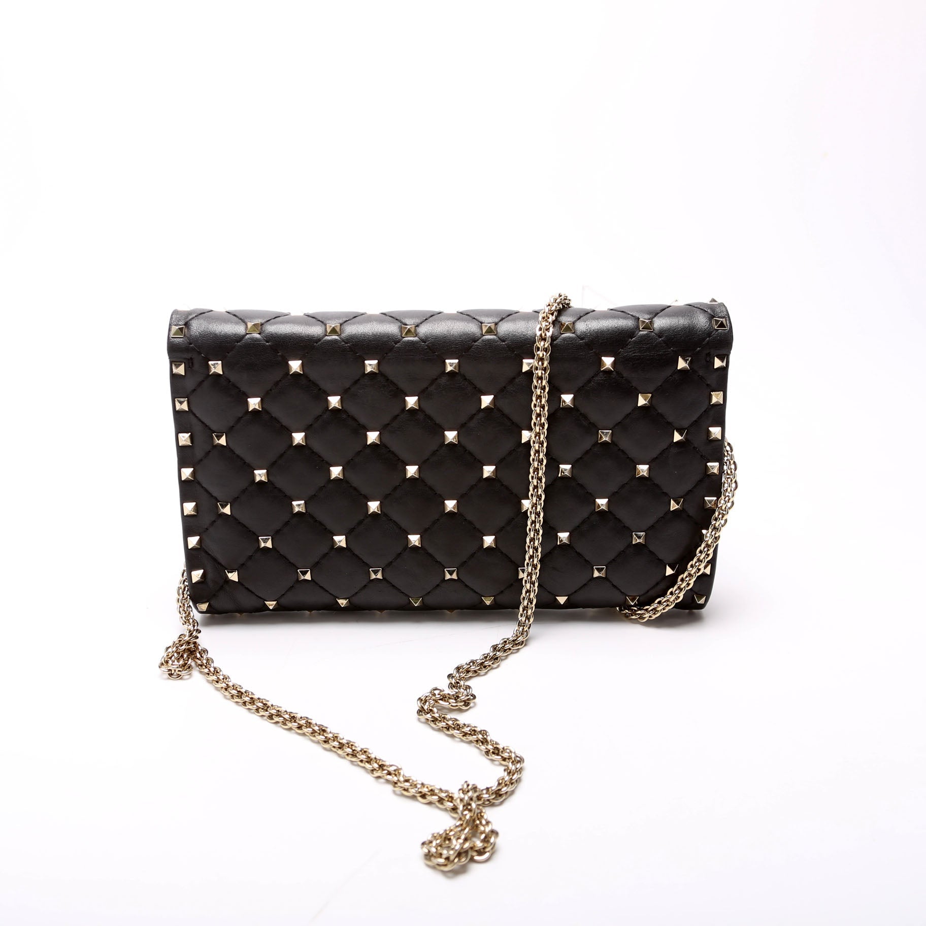 Rockstud Spike Chain Wallet Black