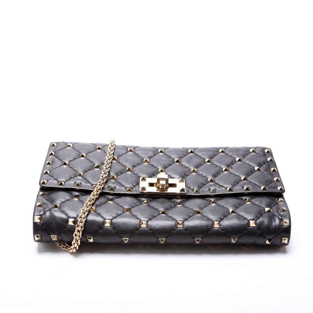 Rockstud Spike Chain Wallet Black