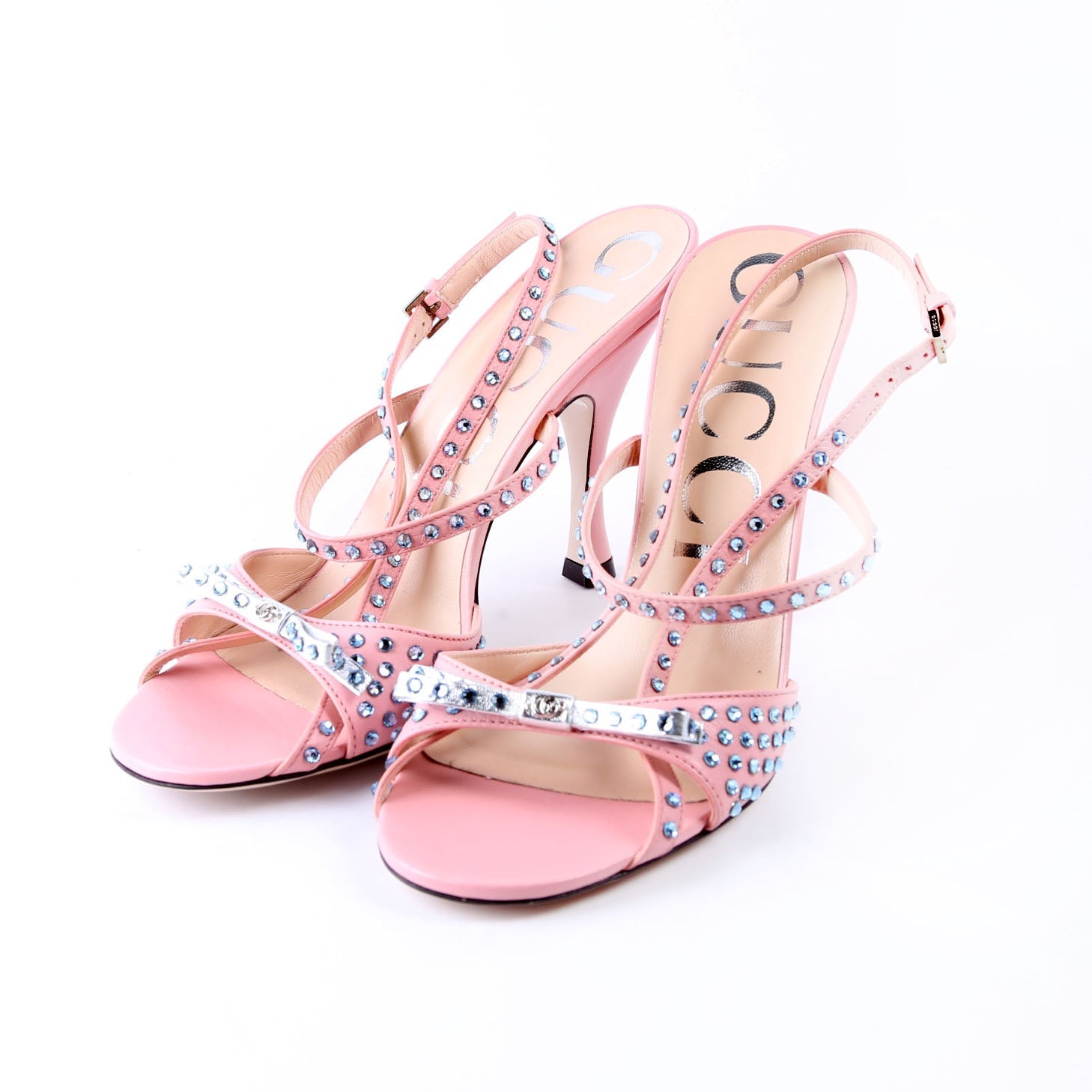 Crystal Embellished Slingback Sandals Size 37.5 Pink