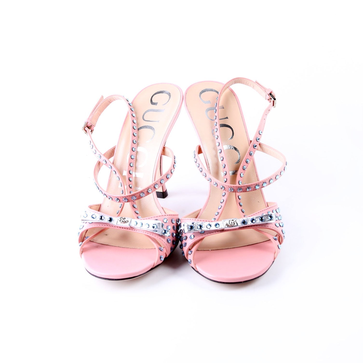 Crystal Embellished Slingback Sandals Size 37.5 Pink