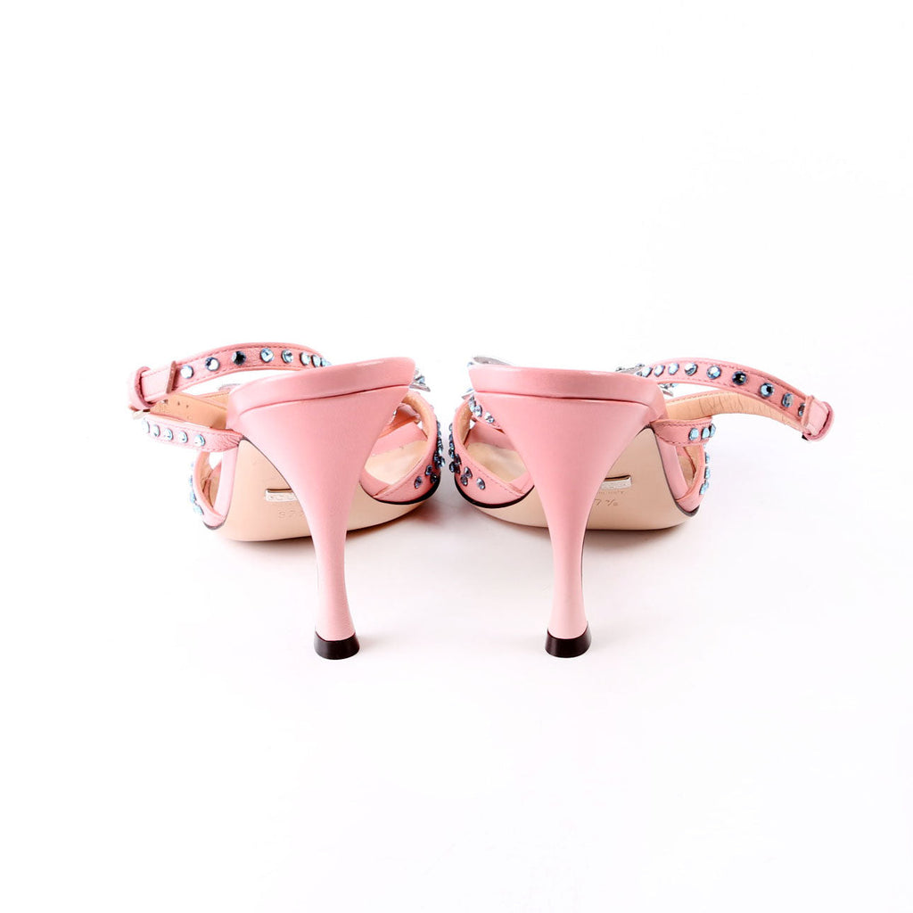 Crystal Embellished Slingback Sandals Size 37.5 Pink