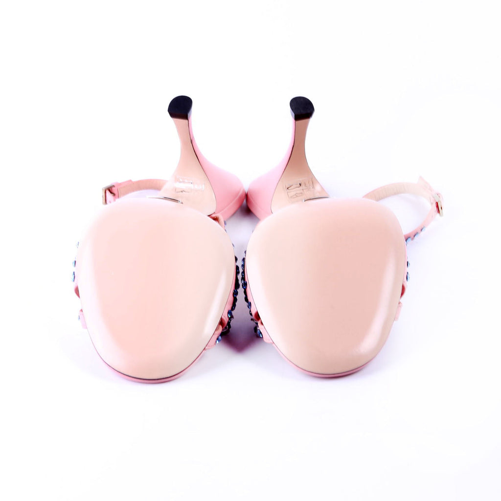 Crystal Embellished Slingback Sandals Size 37.5 Pink