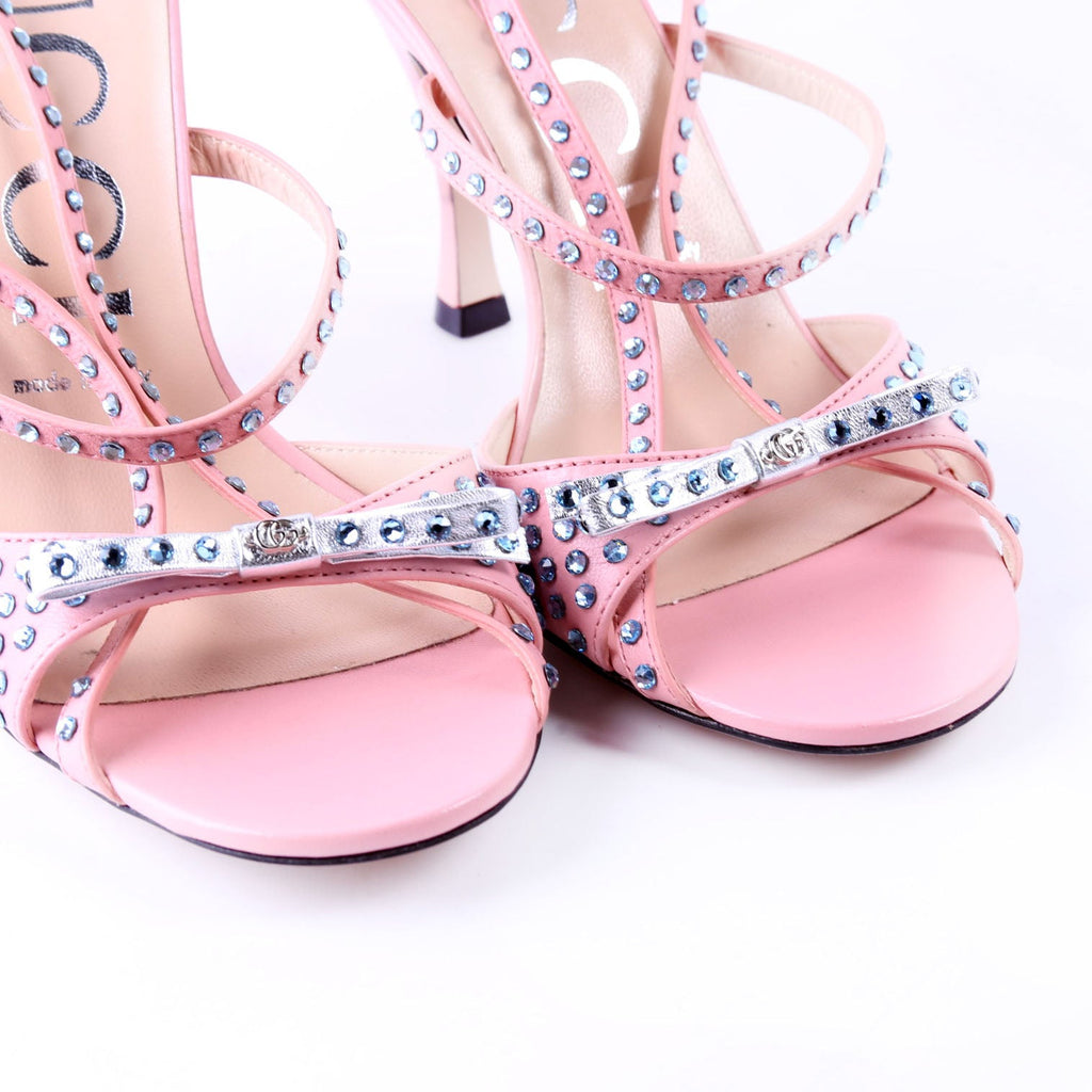 Crystal Embellished Slingback Sandals Size 37.5 Pink