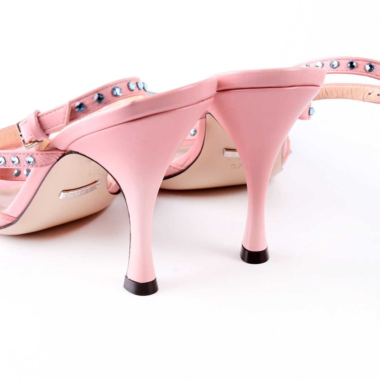 Crystal Embellished Slingback Sandals Size 37.5 Pink