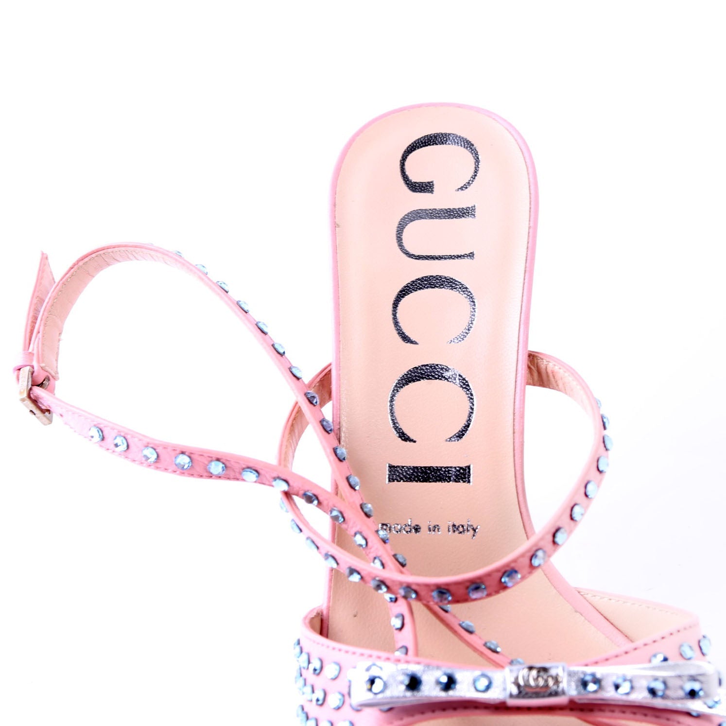 Crystal Embellished Slingback Sandals Size 37.5 Pink