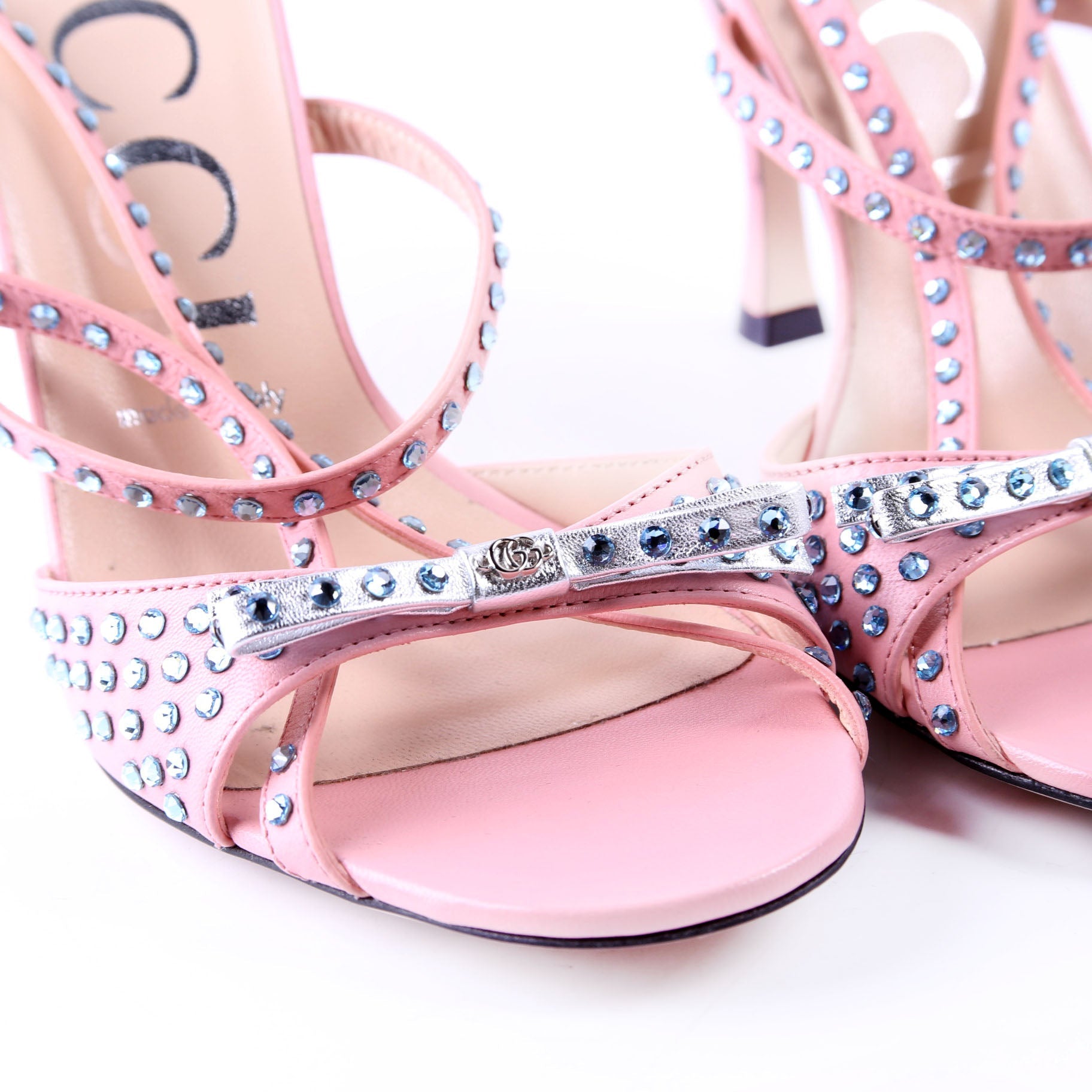 Crystal Embellished Slingback Sandals Size 37.5 Pink
