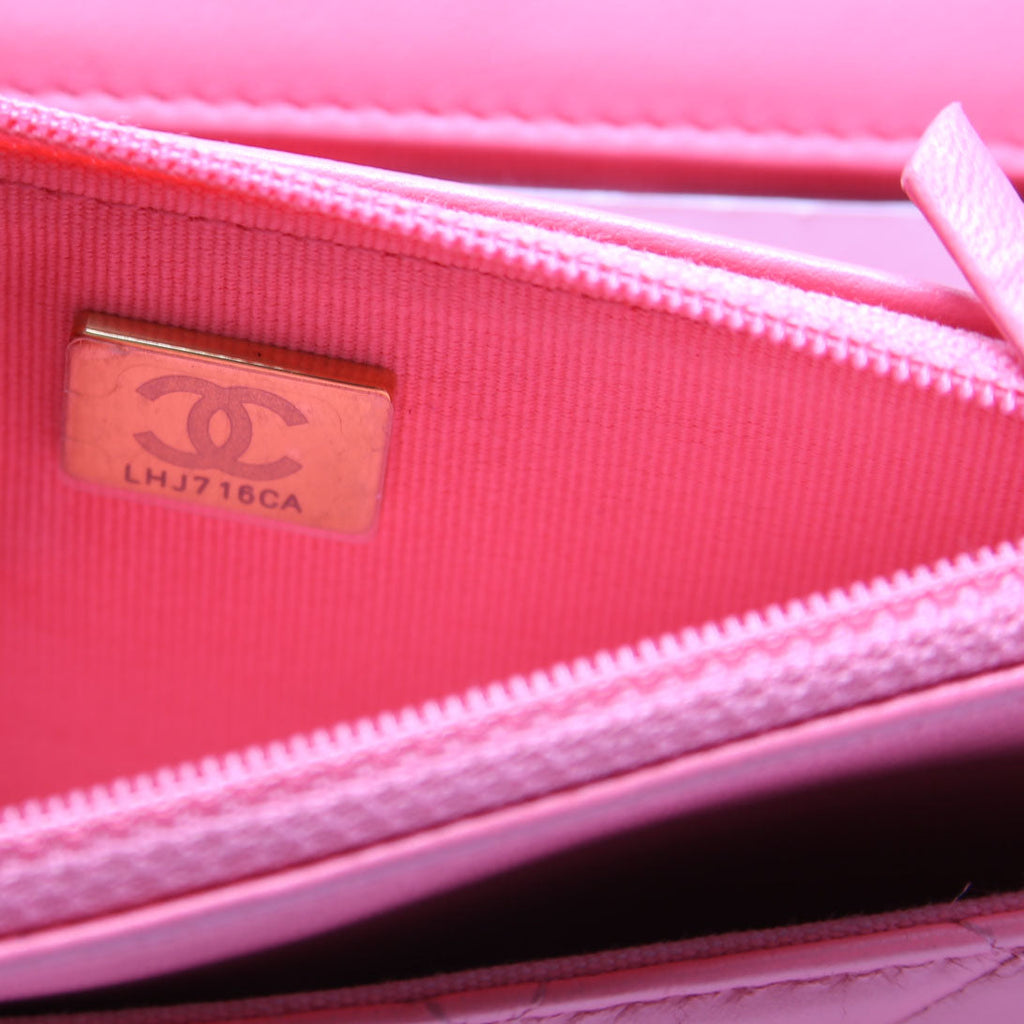 Wallet On Chain Trendy CC Quilted Lambskin RFID Pink