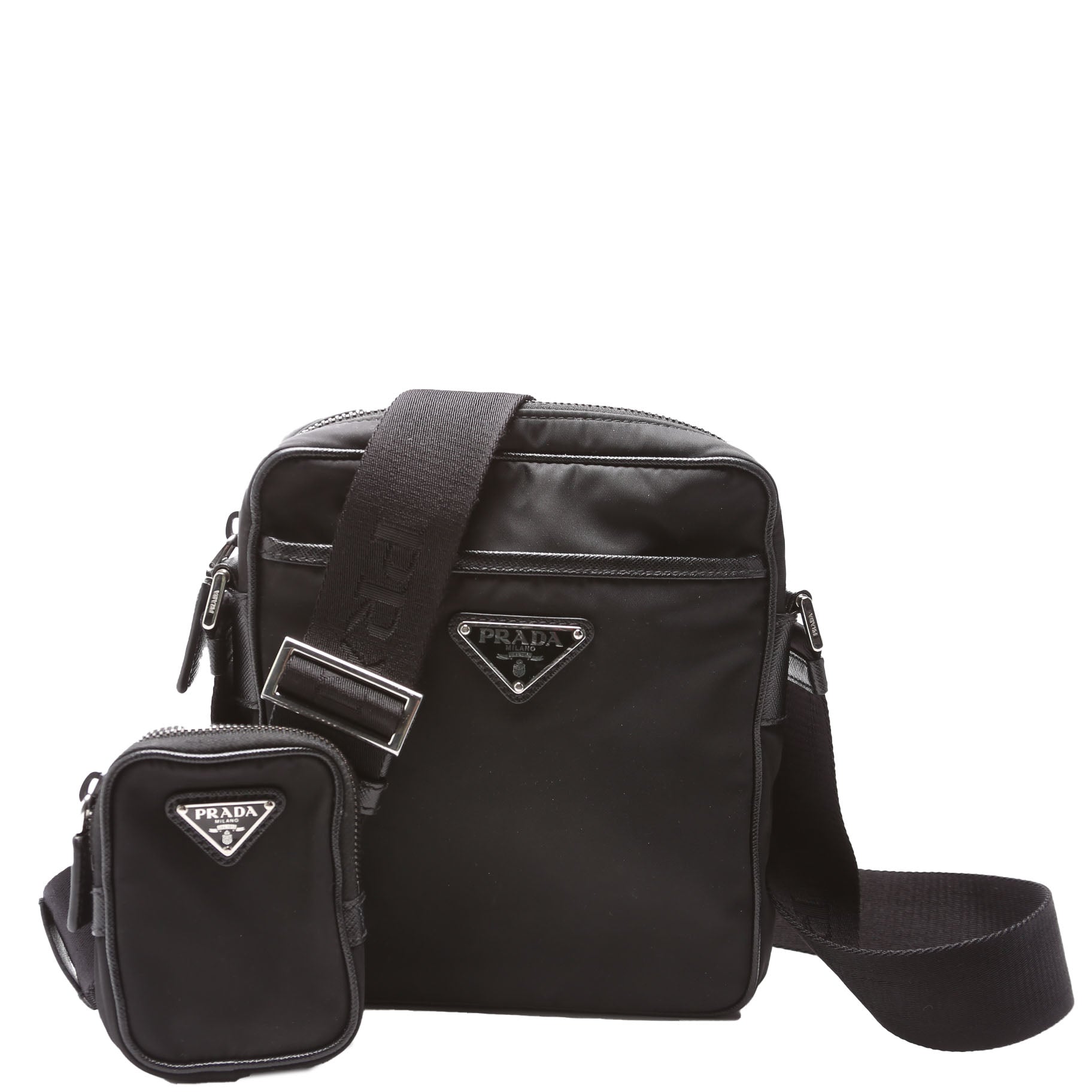 Prada 2VH112 Re-Nylon/Saffiano Leather Shoulder Bag Black