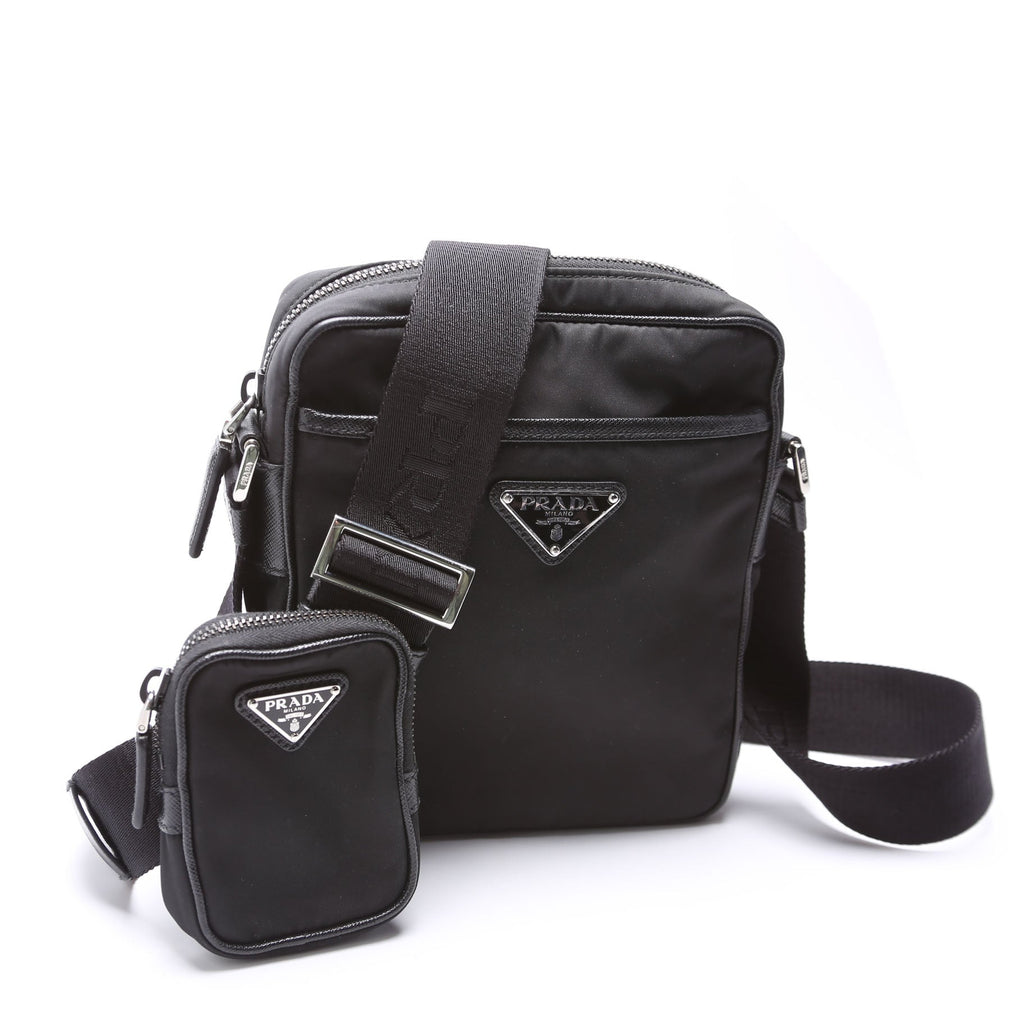 Prada 2VH112 Re-Nylon/Saffiano Leather Shoulder Bag Black