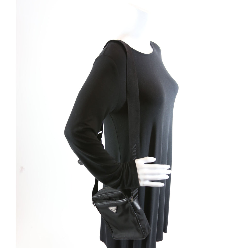 Prada 2VH112 Re-Nylon/Saffiano Leather Shoulder Bag Black
