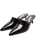 Pointed Toe Logo Heeled Mules Size 36.5 Black