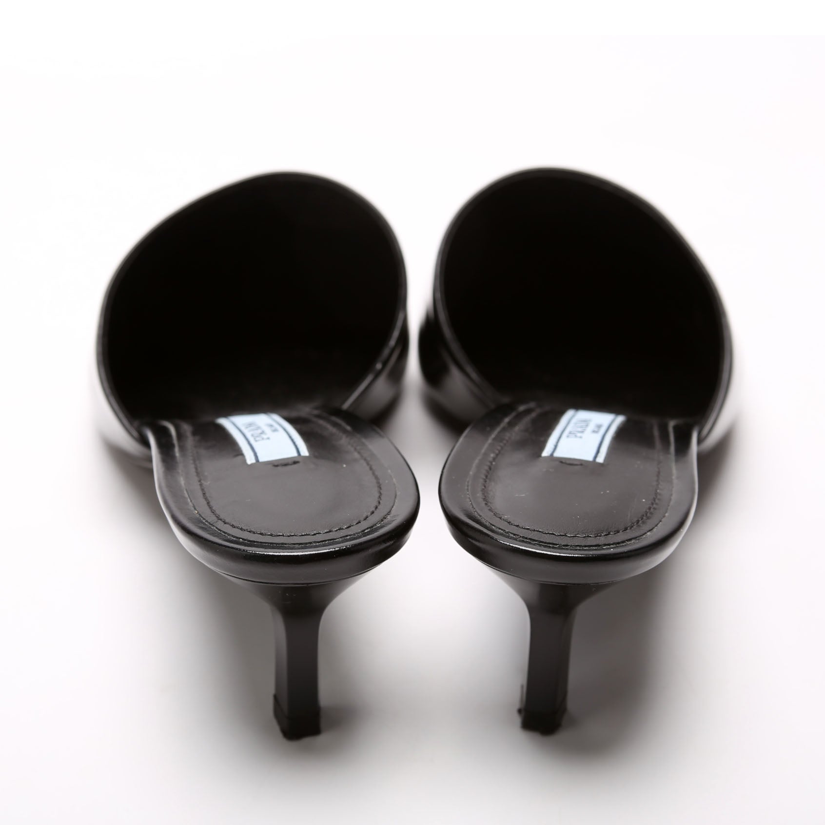 Pointed Toe Logo Heeled Mules Size 36.5 Black