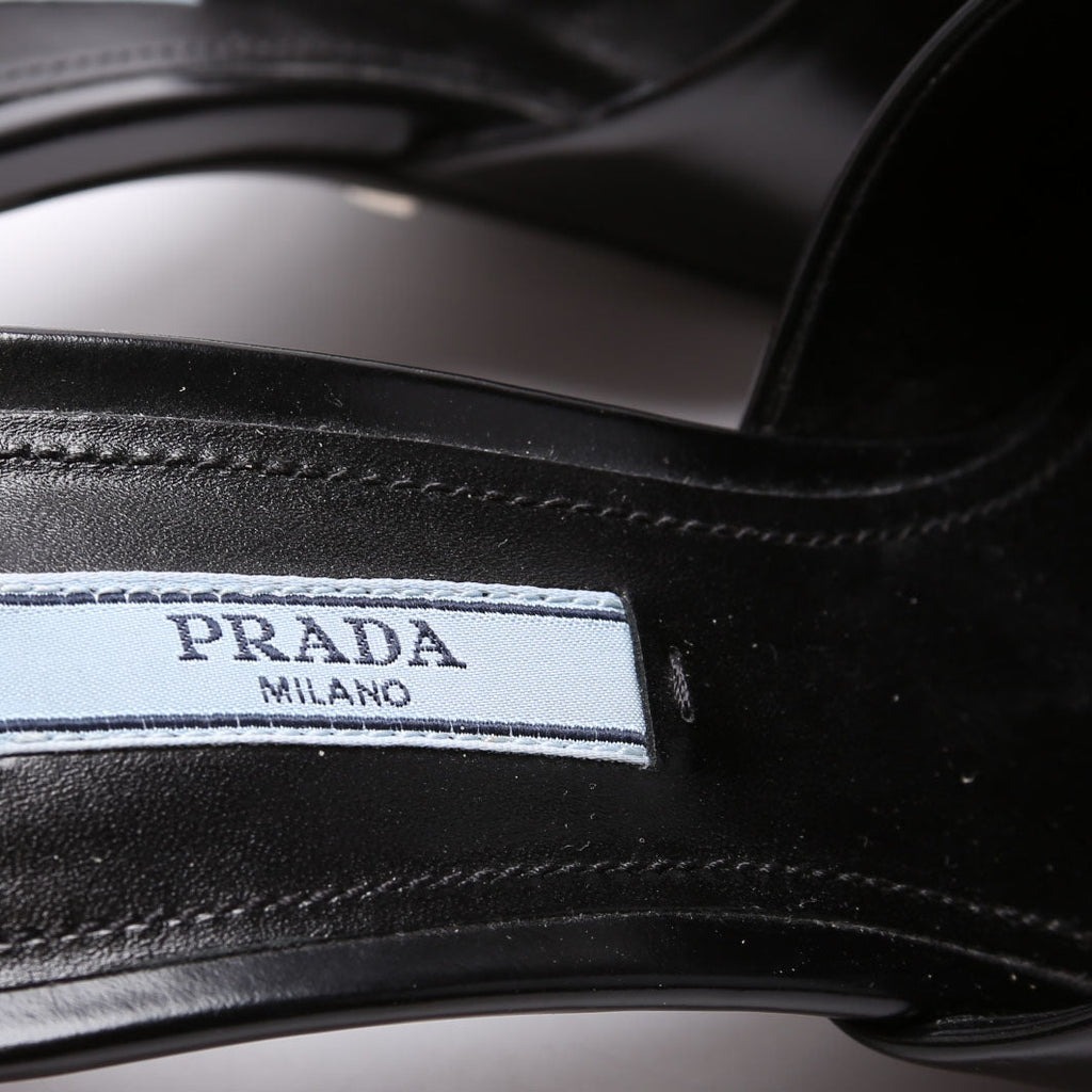 Pointed Toe Logo Heeled Mules Size 36.5 Black