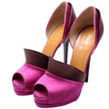 Satin D'Orsay Peep Toe Pumps Size 39.5 Purple