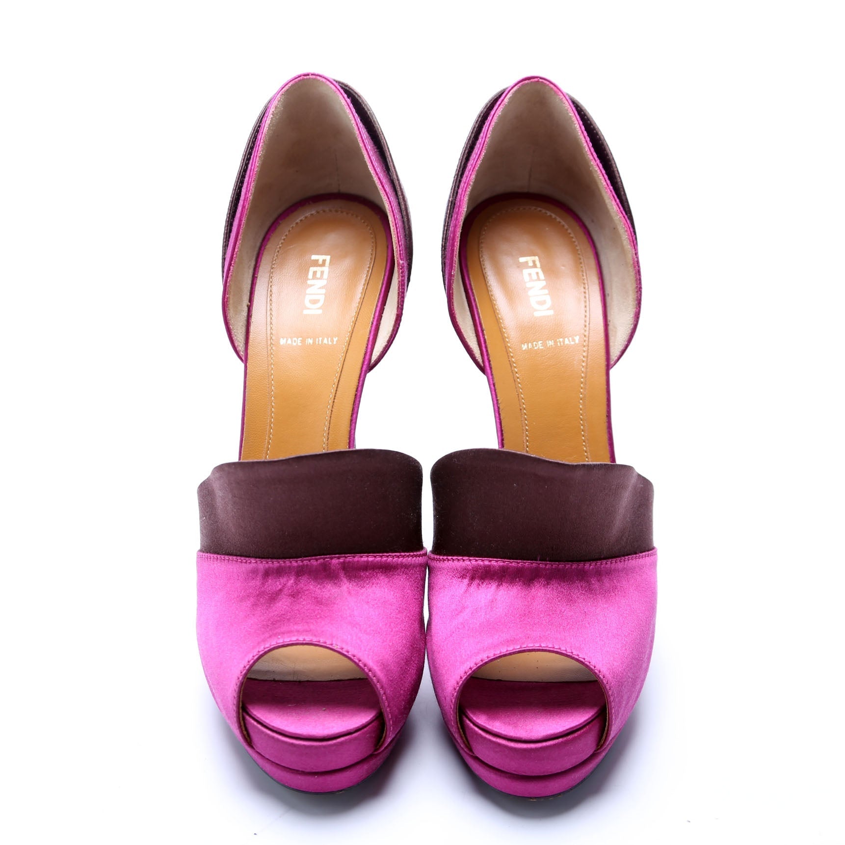 Satin D'Orsay Peep Toe Pumps Size 39.5 Purple