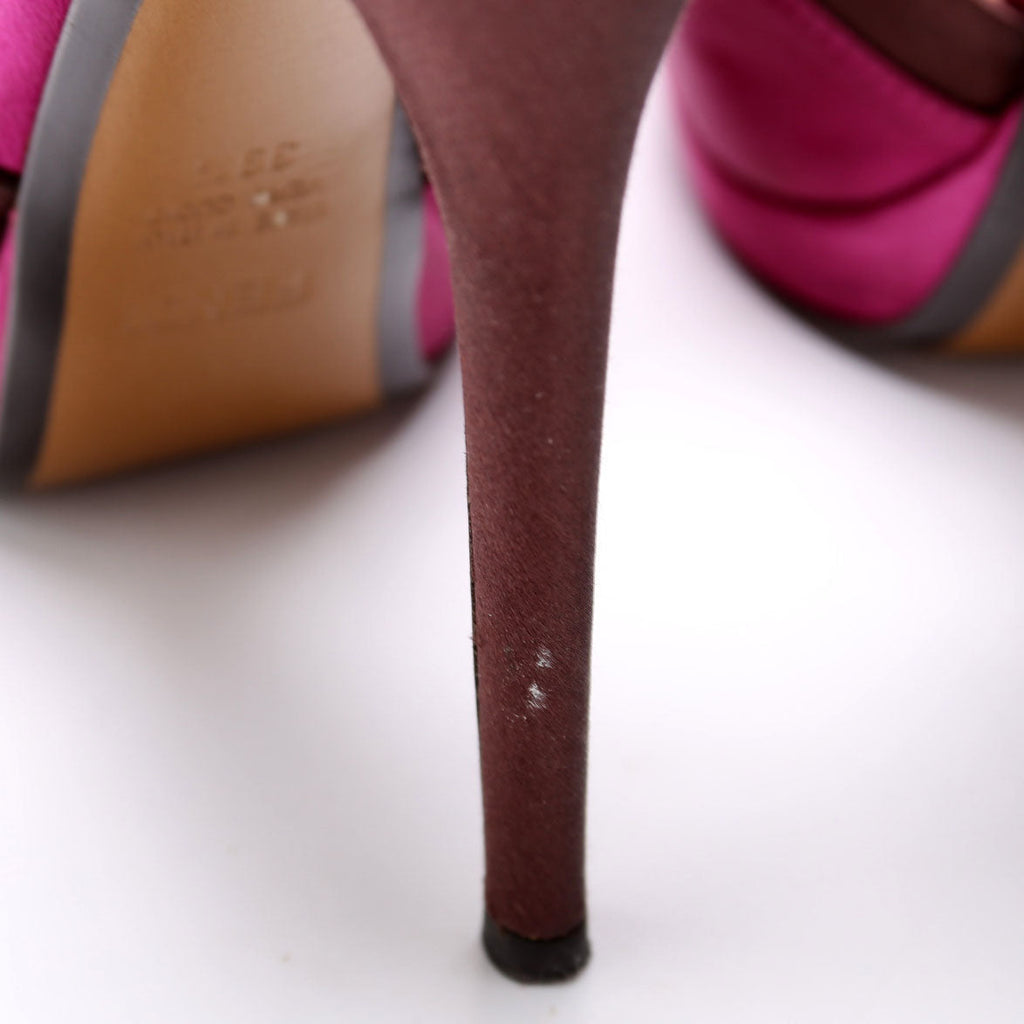 Satin D'Orsay Peep Toe Pumps Size 39.5 Purple