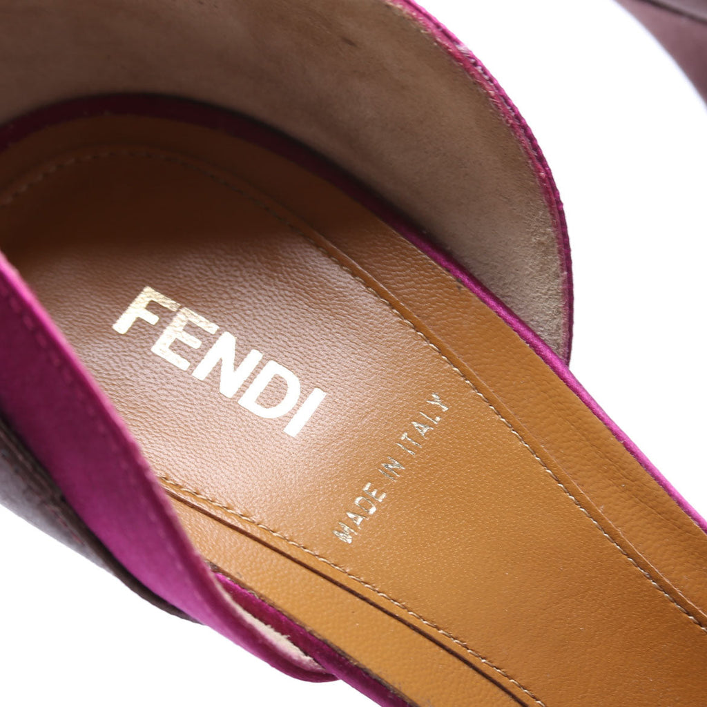 Satin D'Orsay Peep Toe Pumps Size 39.5 Purple