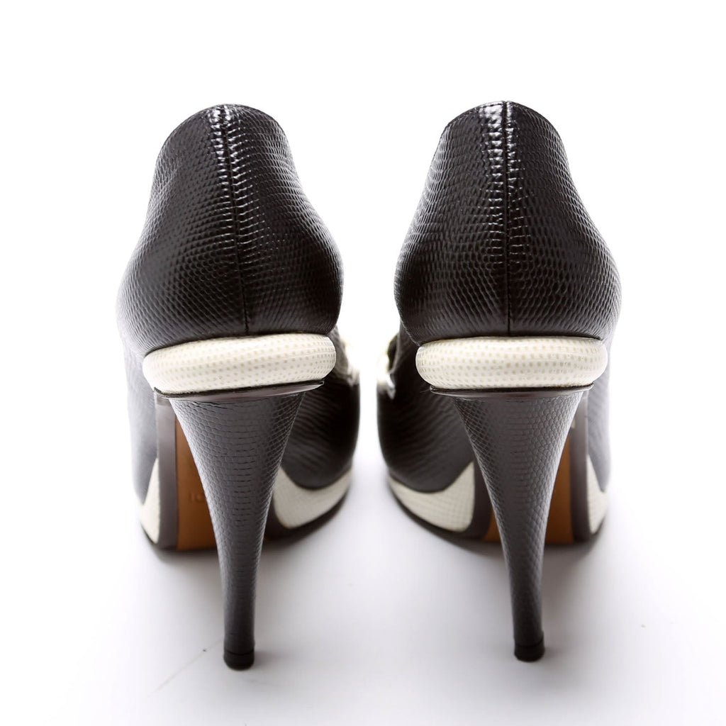 Lizard Embossed Pumps Size 39 Black