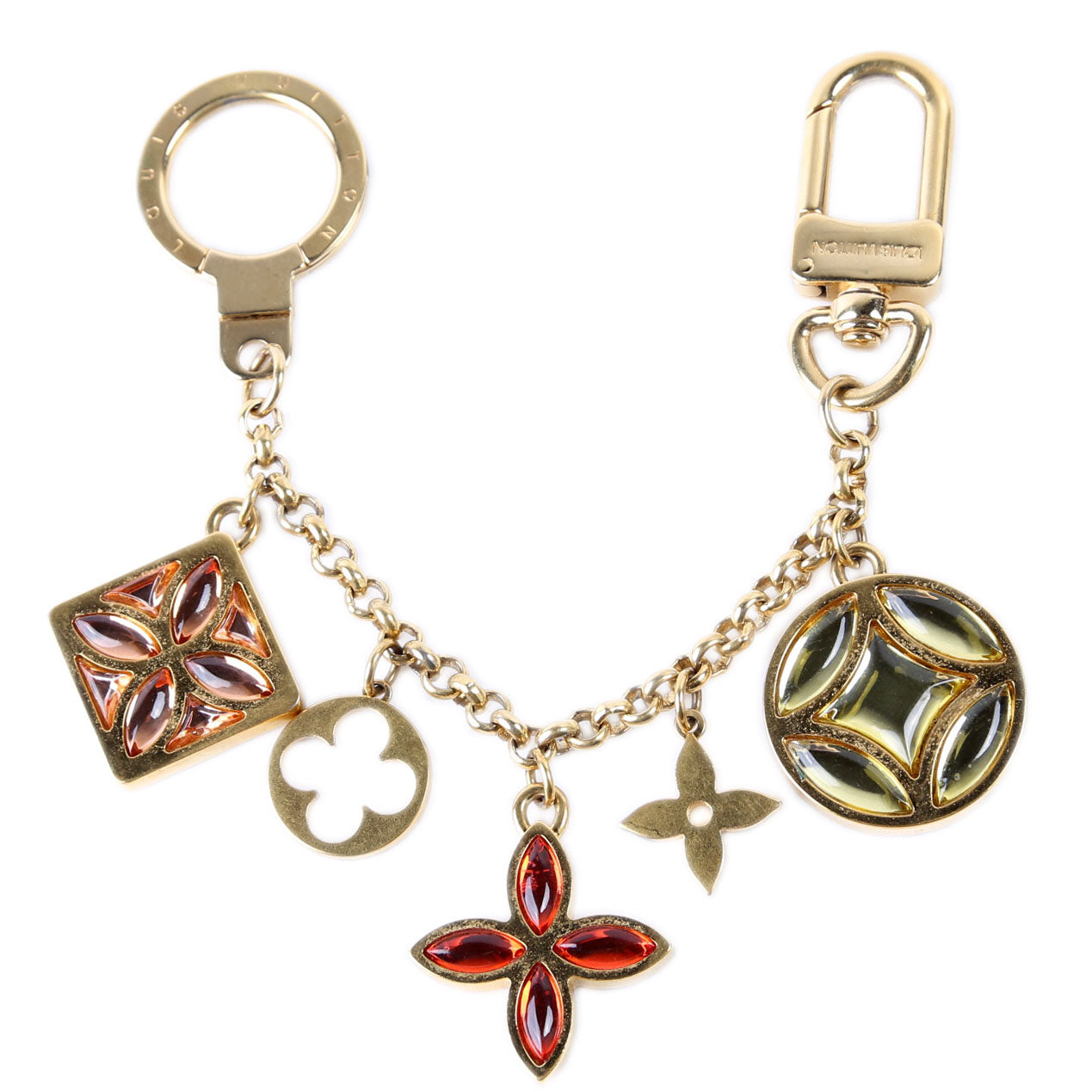 Ice Flower Key Chain Bag Charm Gold/Multicolor