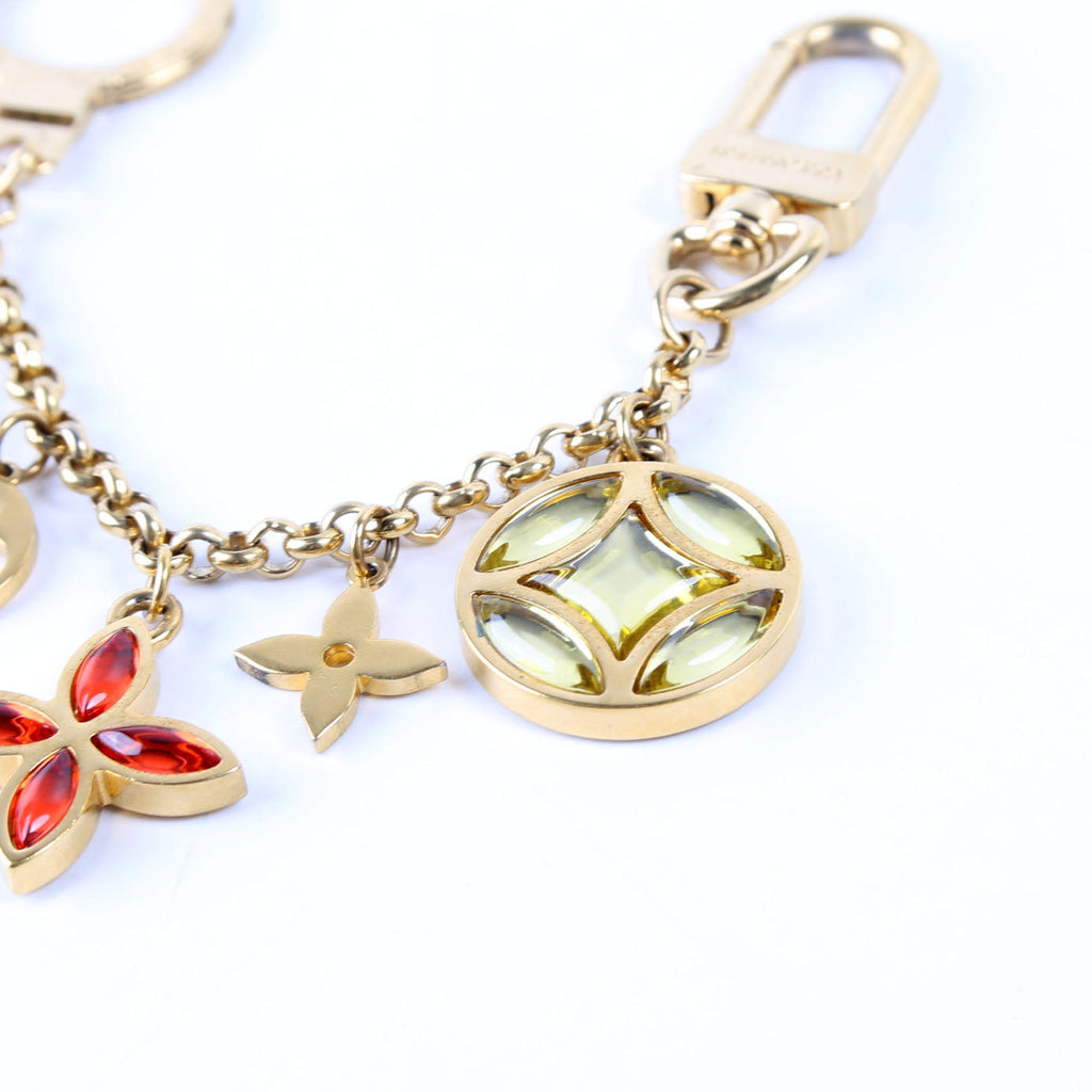 Ice Flower Key Chain Bag Charm Gold/Multicolor