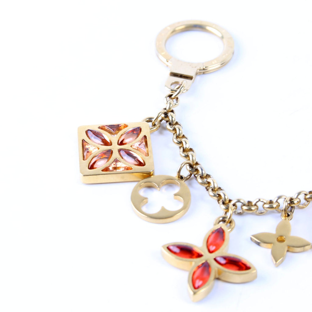 Ice Flower Key Chain Bag Charm Gold/Multicolor