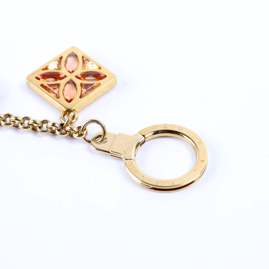 Ice Flower Key Chain Bag Charm Gold/Multicolor