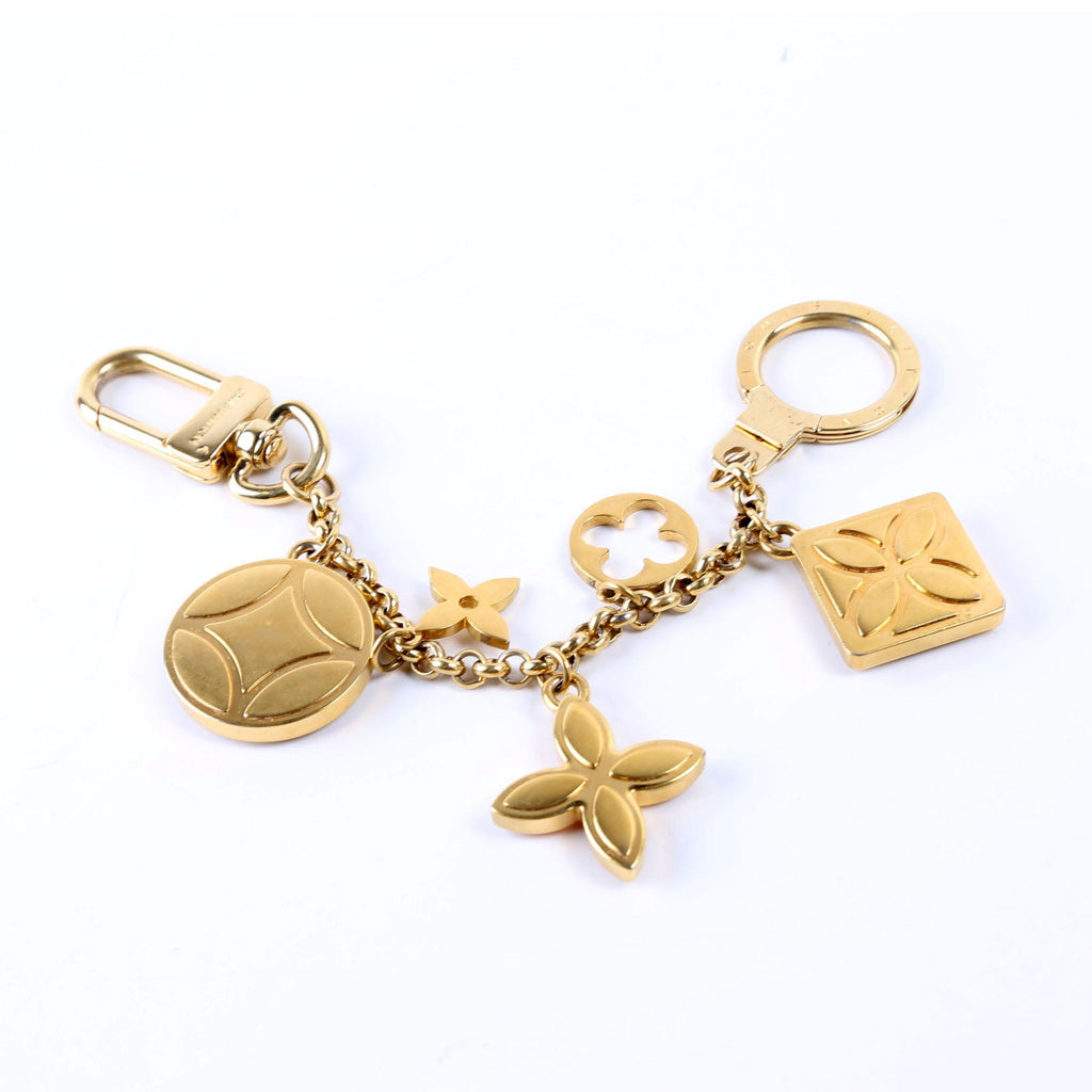 Ice Flower Key Chain Bag Charm Gold/Multicolor