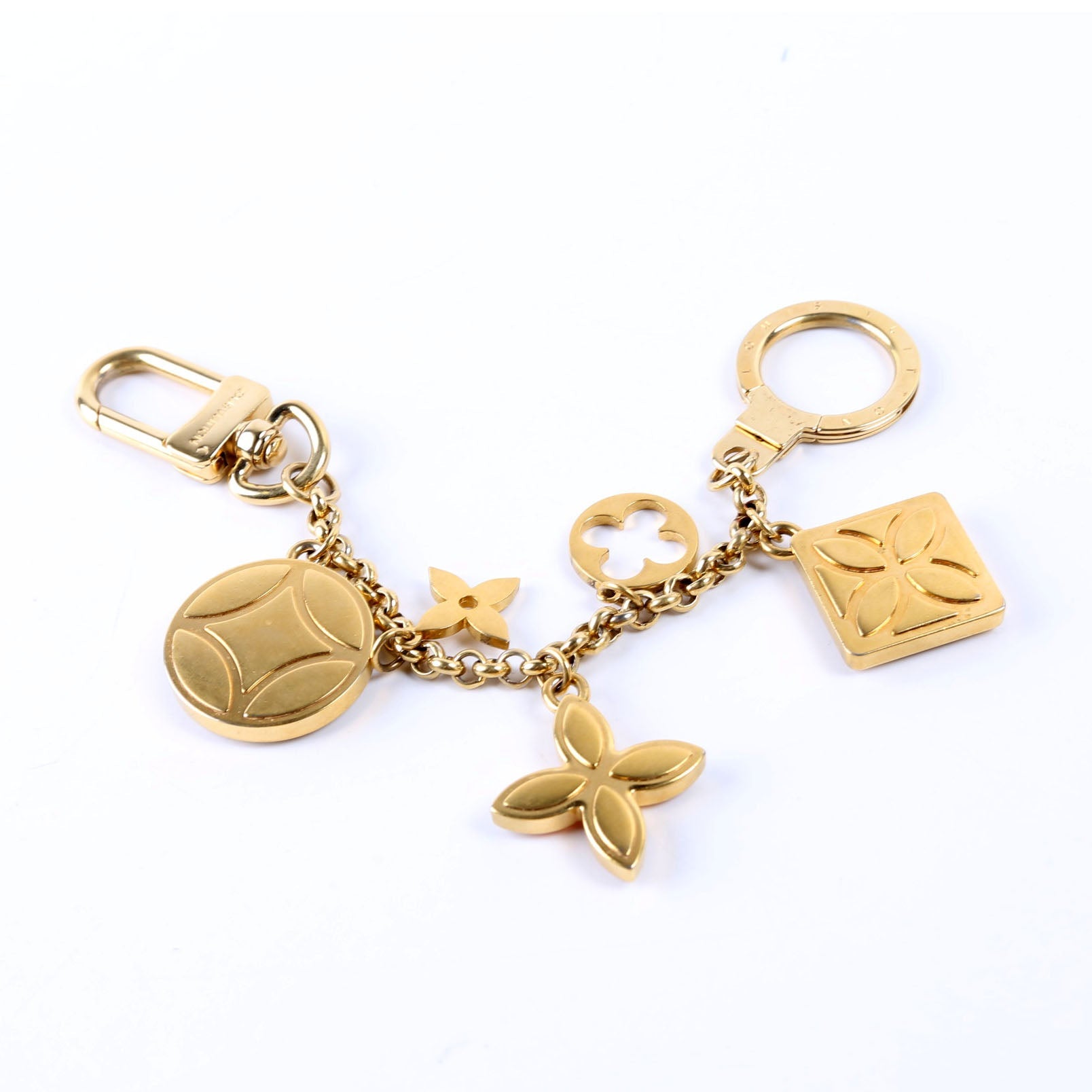 Ice Flower Key Chain Bag Charm Gold/Multicolor