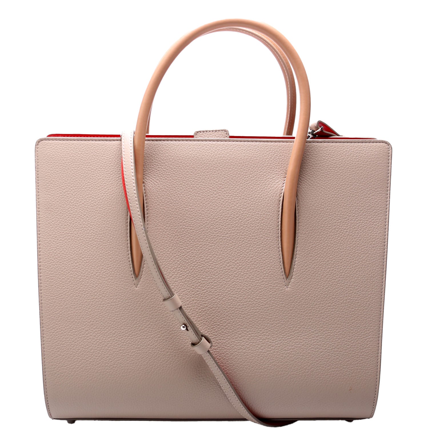 Paloma Large Calfskin Studded Patent Taupe
