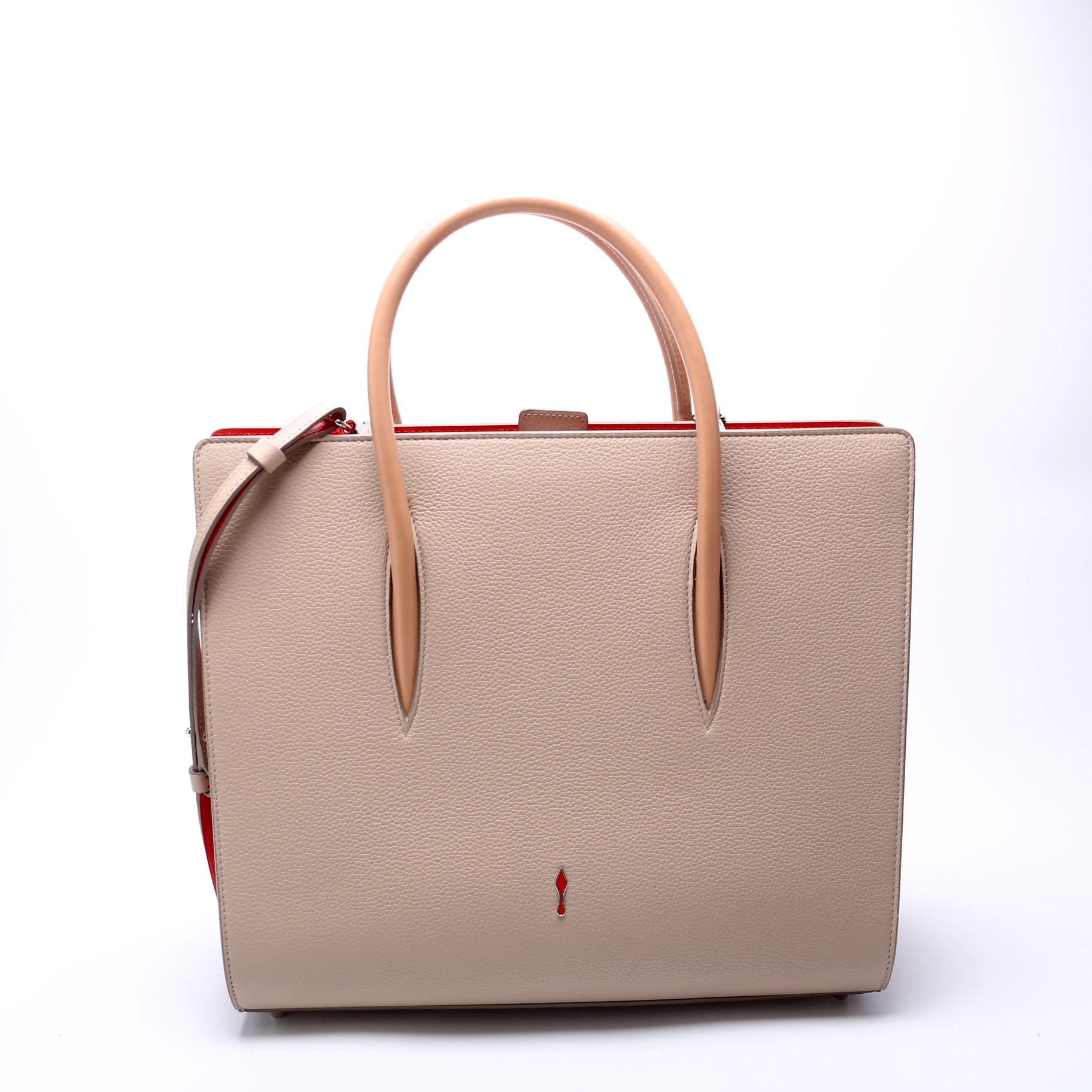 Paloma Large Calfskin Studded Patent Taupe