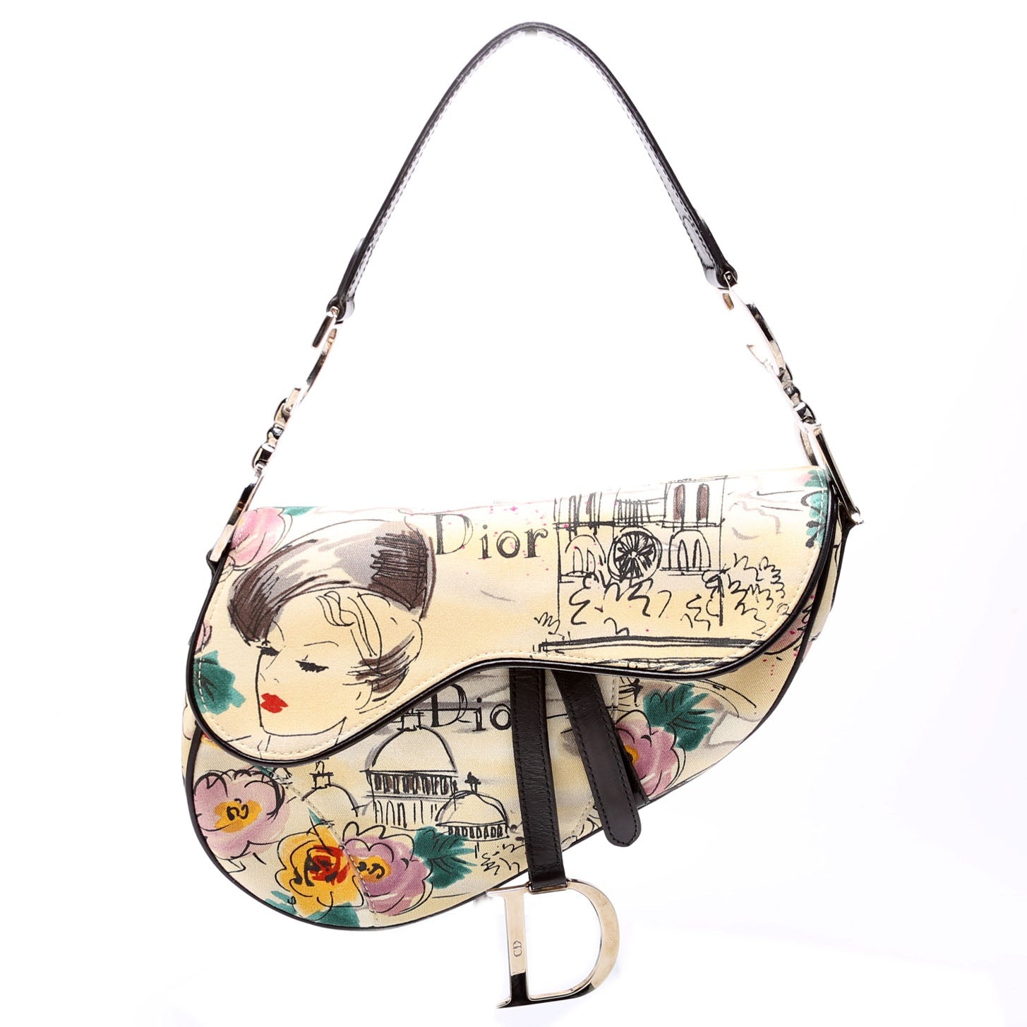 Limited Edition Paris 50's Canvas Saddle Bag Multicolor