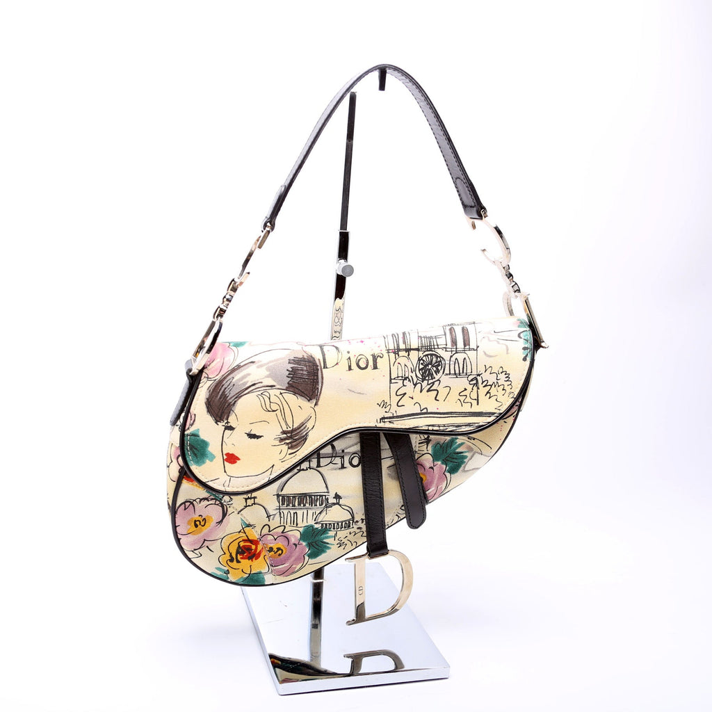 Limited Edition Paris 50's Canvas Saddle Bag Multicolor
