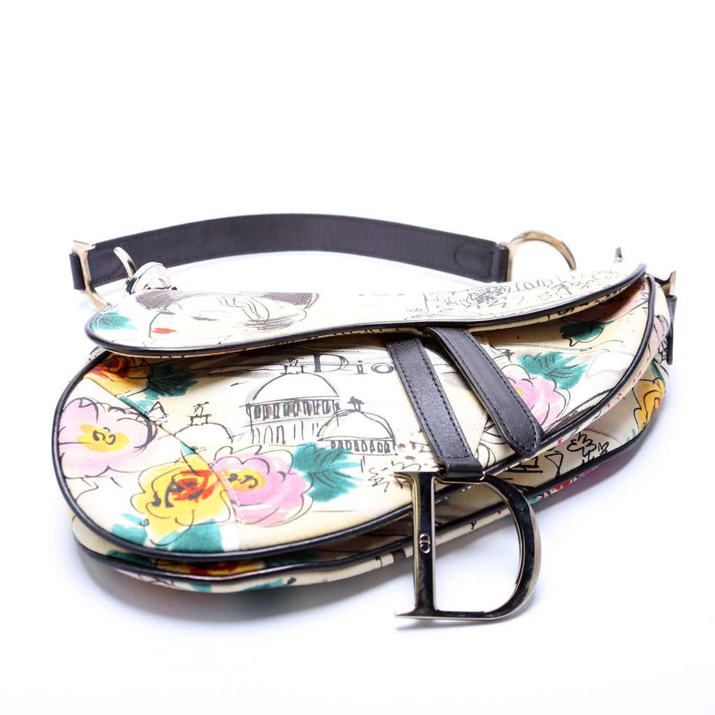 Limited Edition Paris 50's Canvas Saddle Bag Multicolor
