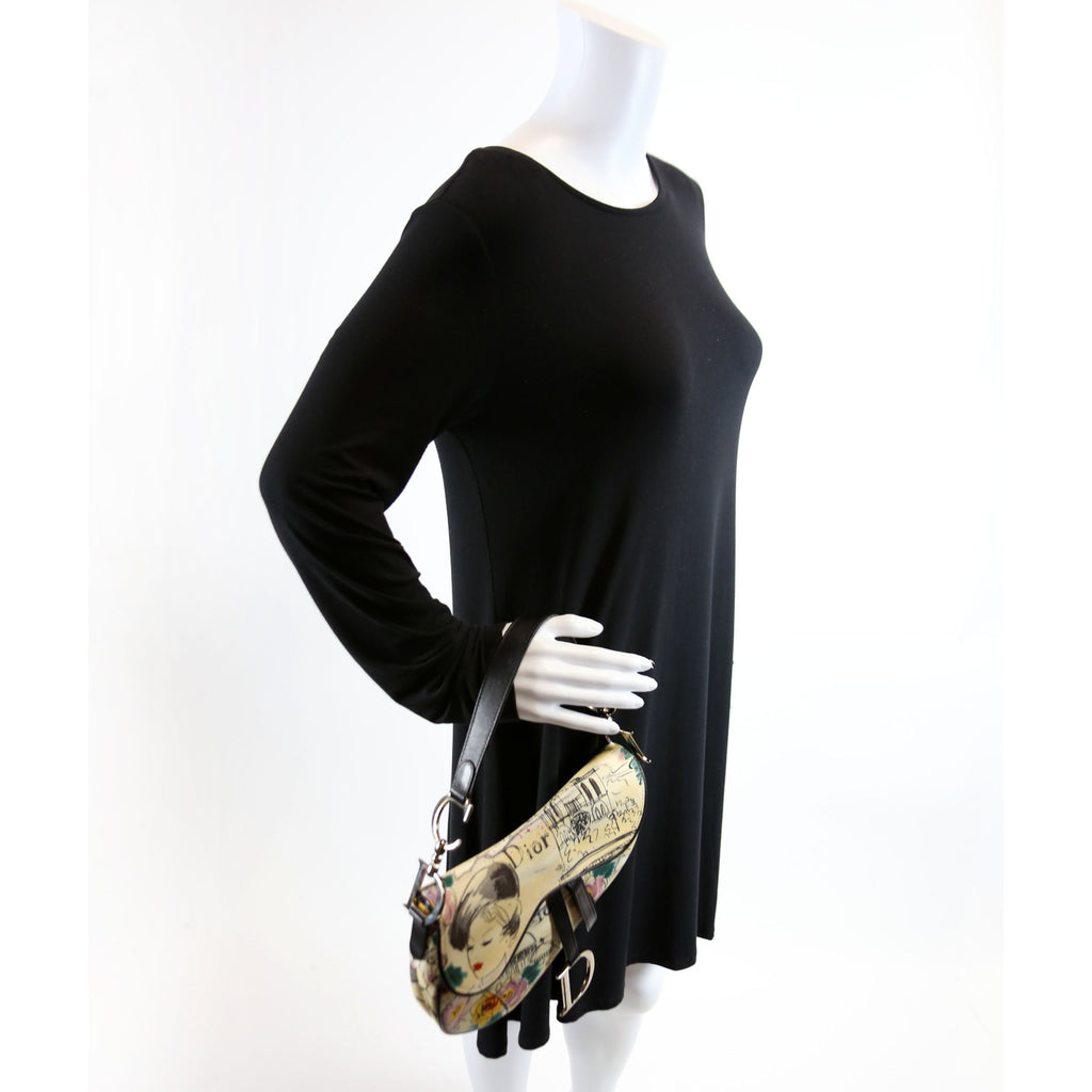 Limited Edition Paris 50's Canvas Saddle Bag Multicolor