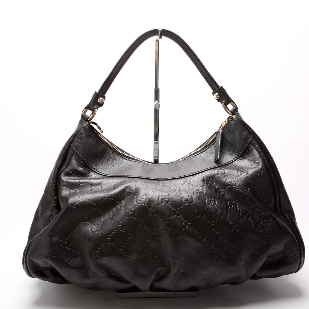 189833 Guccissima Leather D Ring Hobo Black