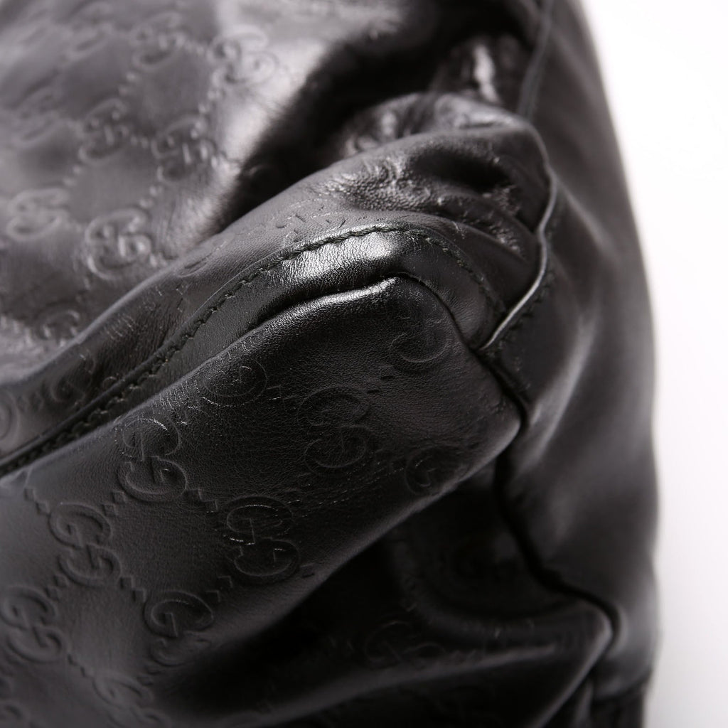189833 Guccissima Leather D Ring Hobo Black