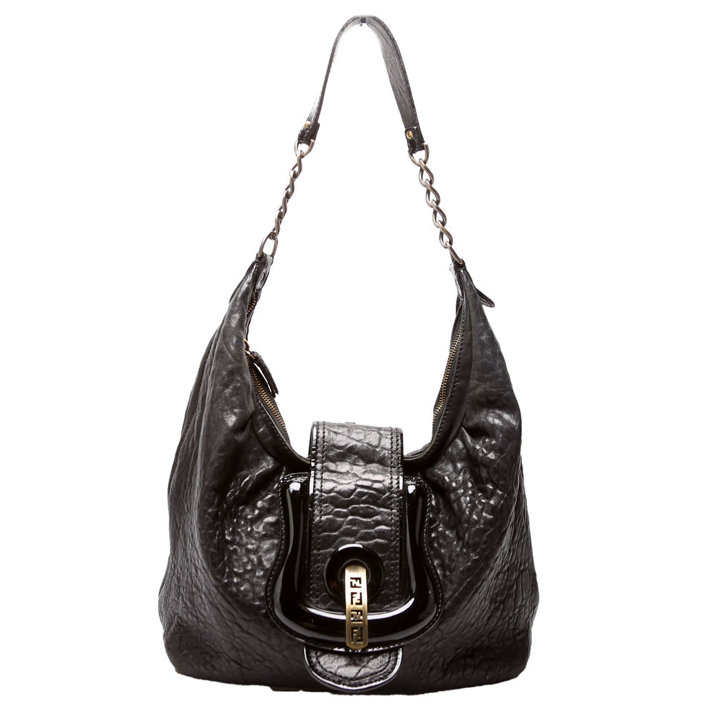 Nappa Leather B Buckle Hobo Black