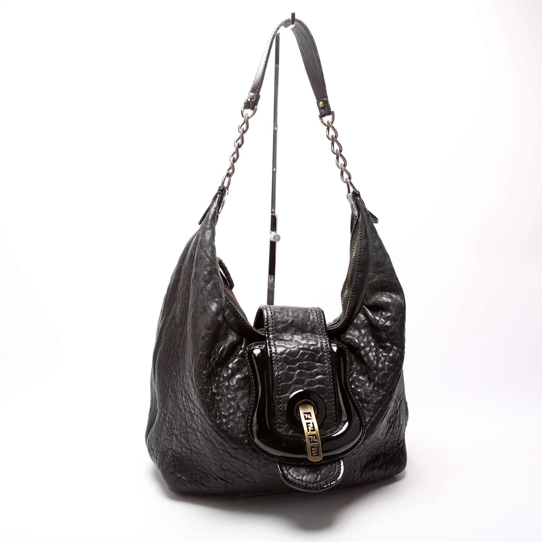 Nappa Leather B Buckle Hobo Black