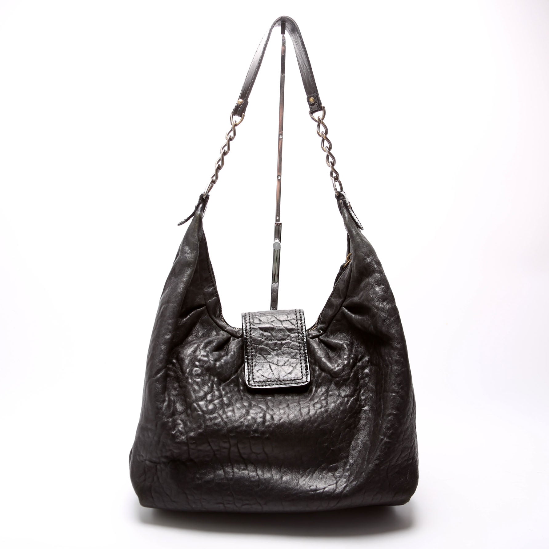 Nappa Leather B Buckle Hobo Black