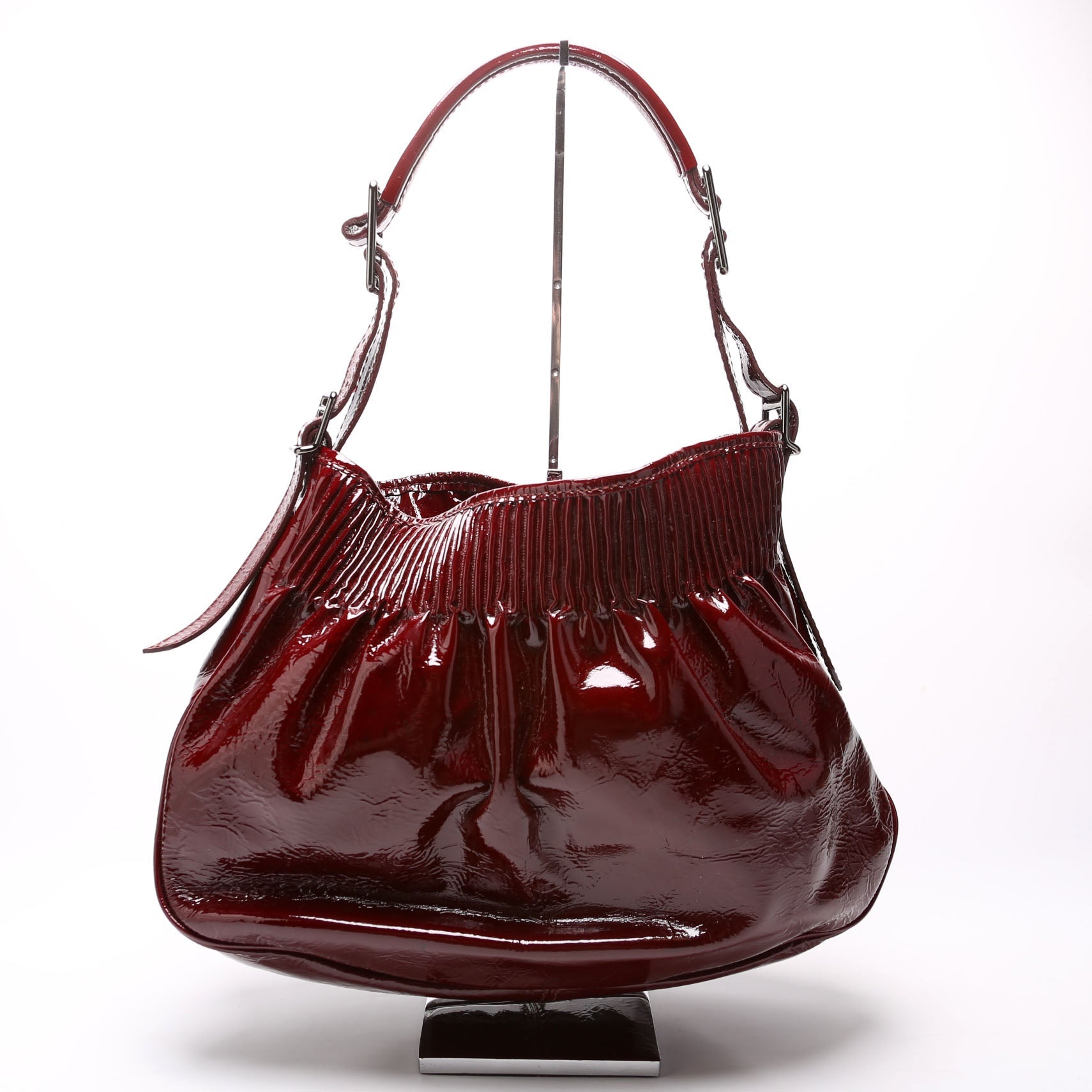 Patent Leather Hobo Burgundy